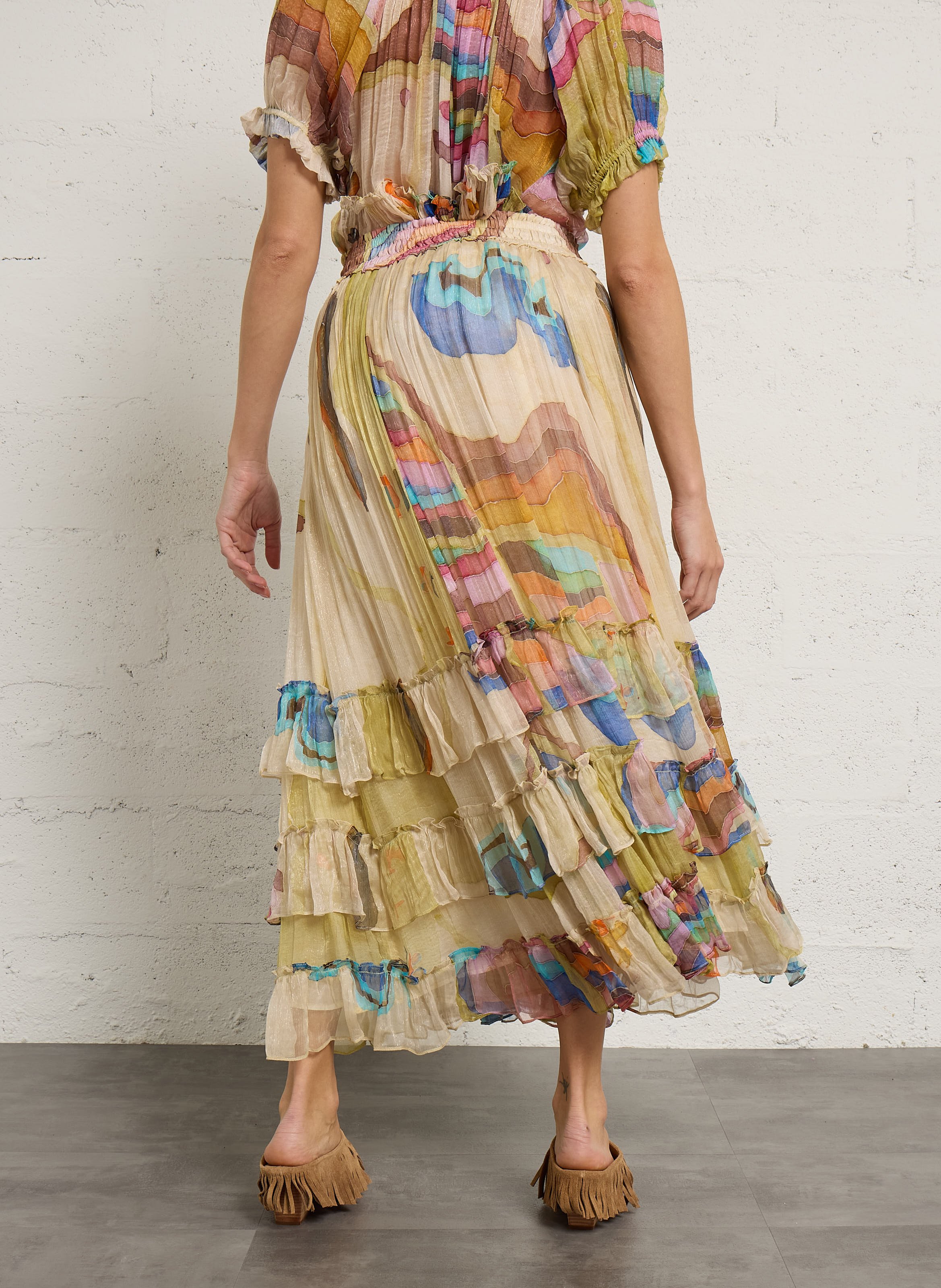 Lange, gerende rok MES DEMOISELLES Veelkleurig