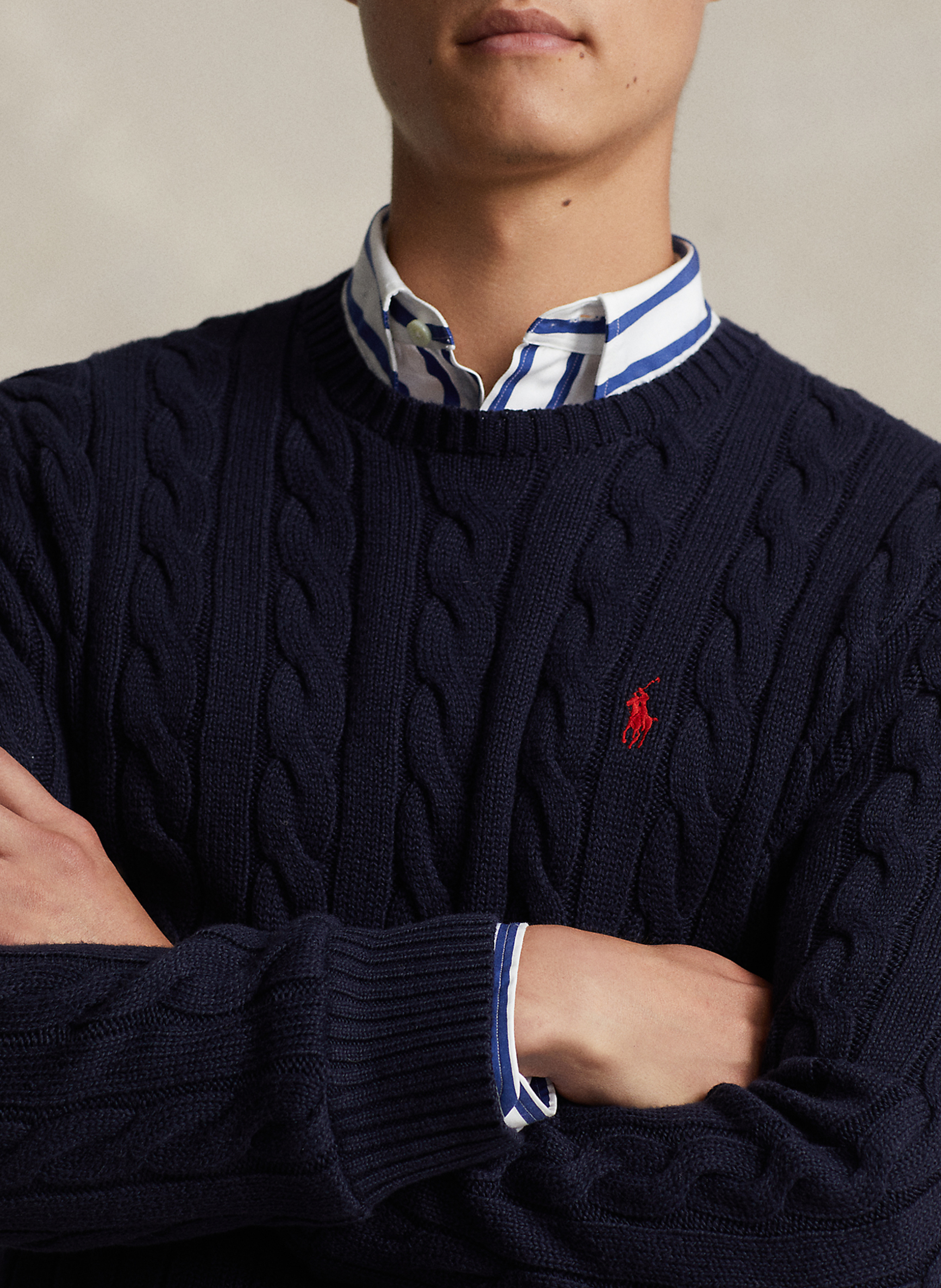 Regular-fit round-neck cotton sweater POLO RALPH LAUREN Blue