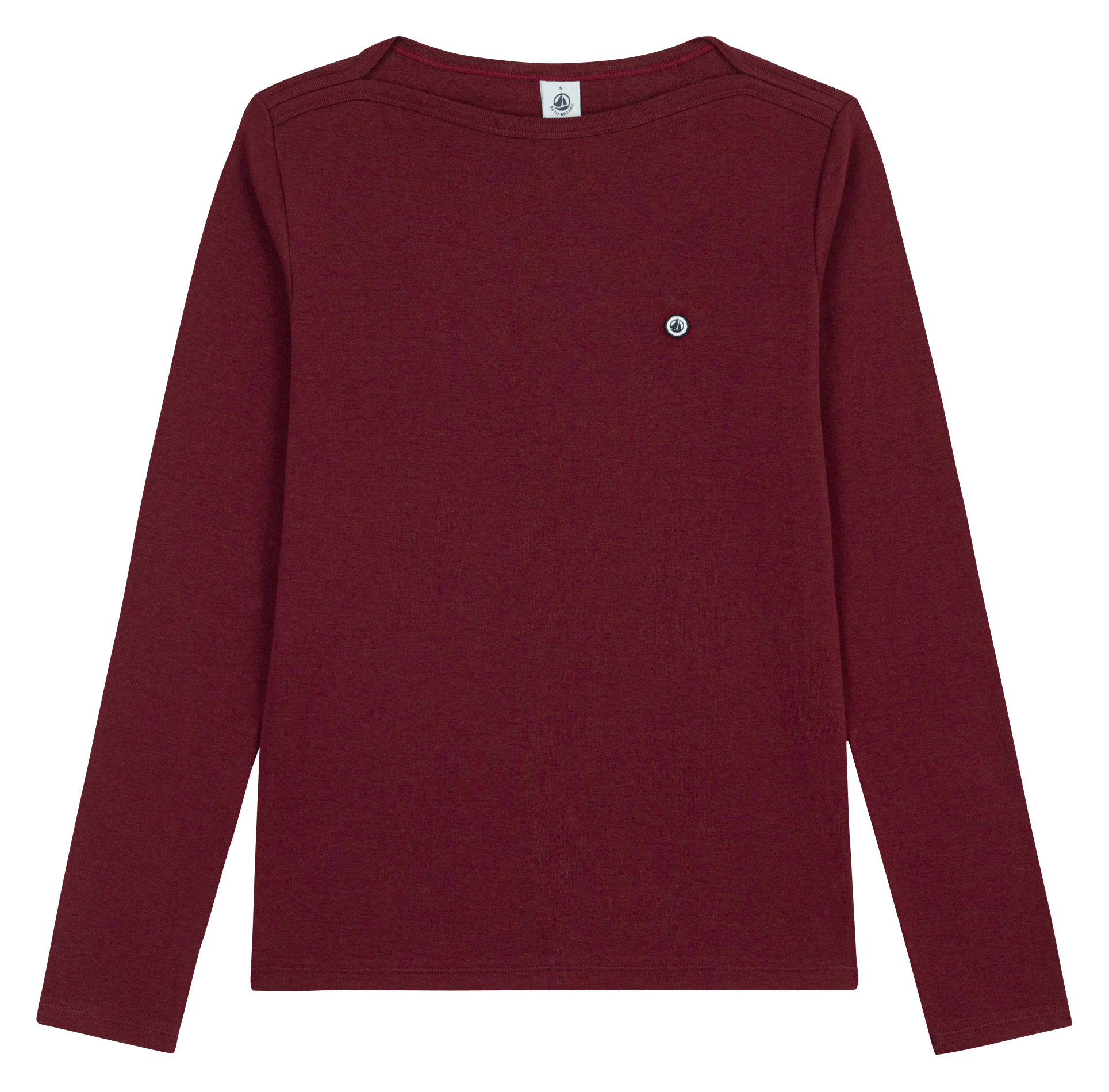 Tee-shirt col droit en coton PETIT BATEAU Marron