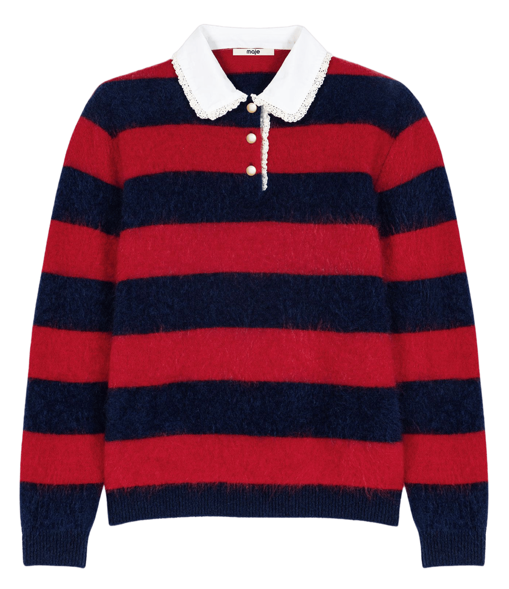Trui van wolmix met polokraag MAJE Rood
