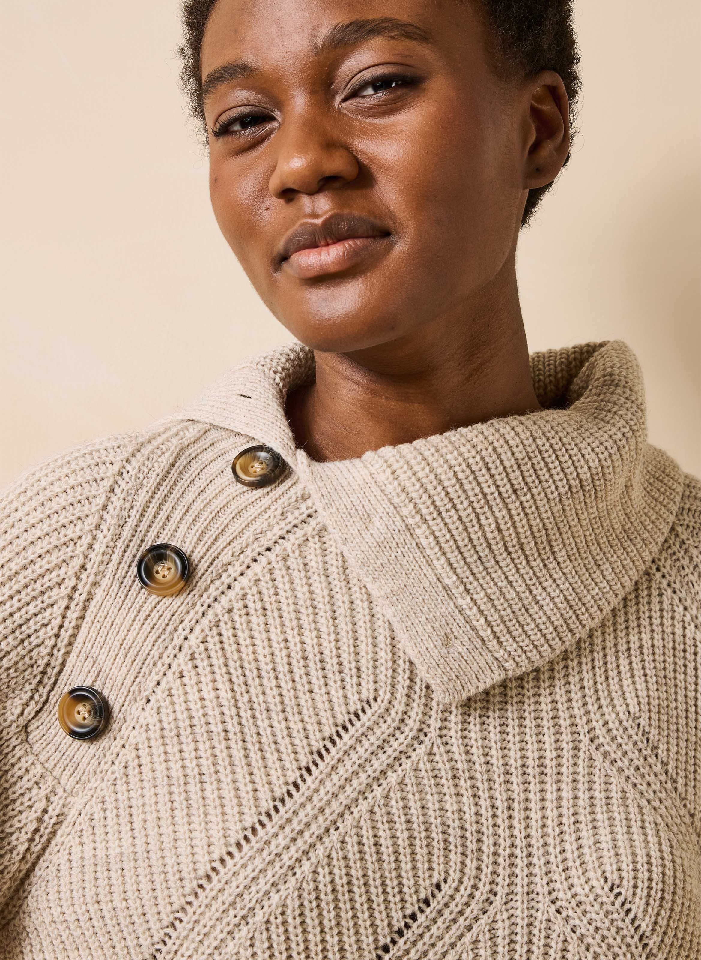 Pull ample en laine mélangé LA FEE MARABOUTEE Beige