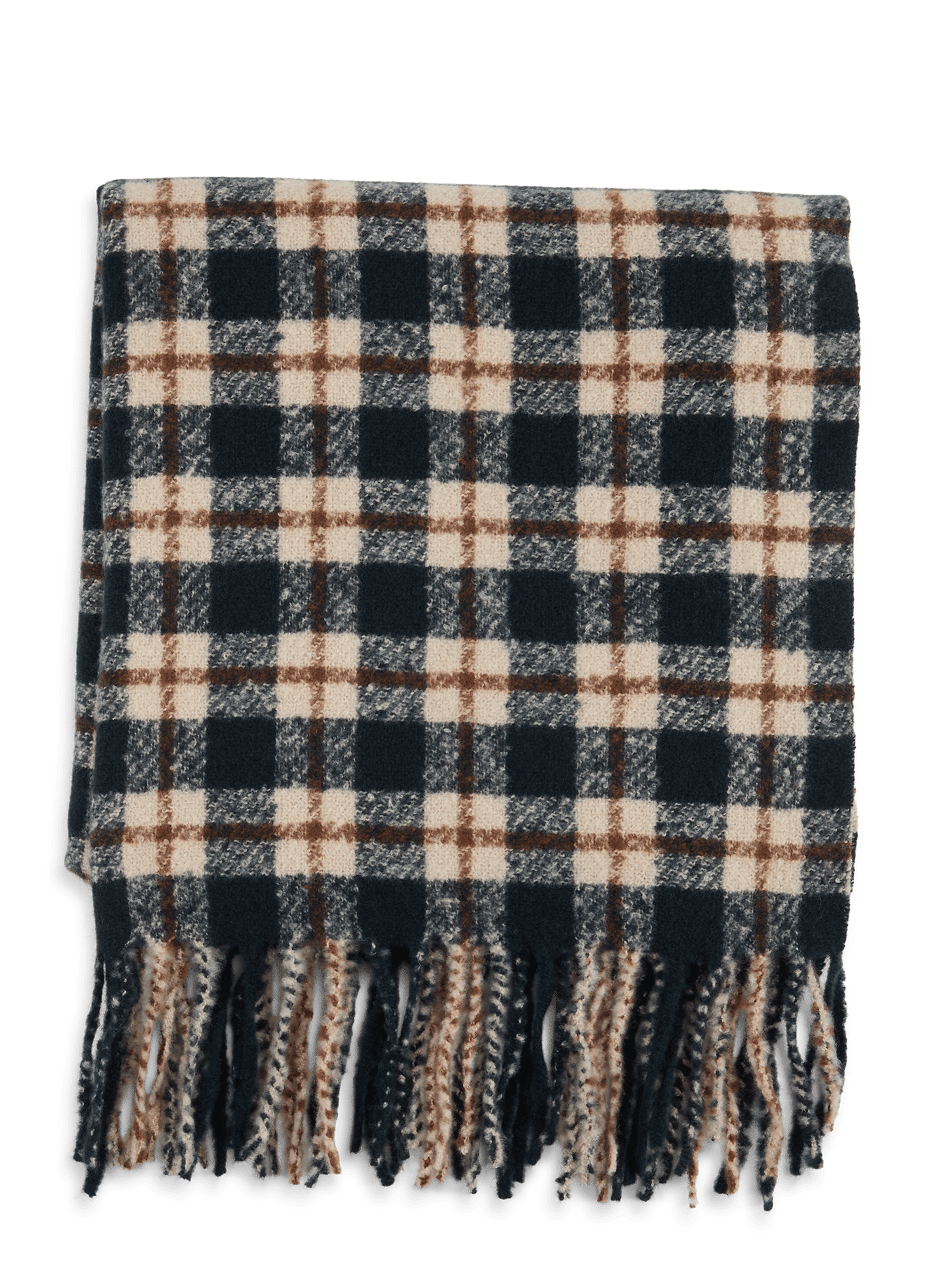 Fluffy checkered long scarf SAISON 1865 Blue