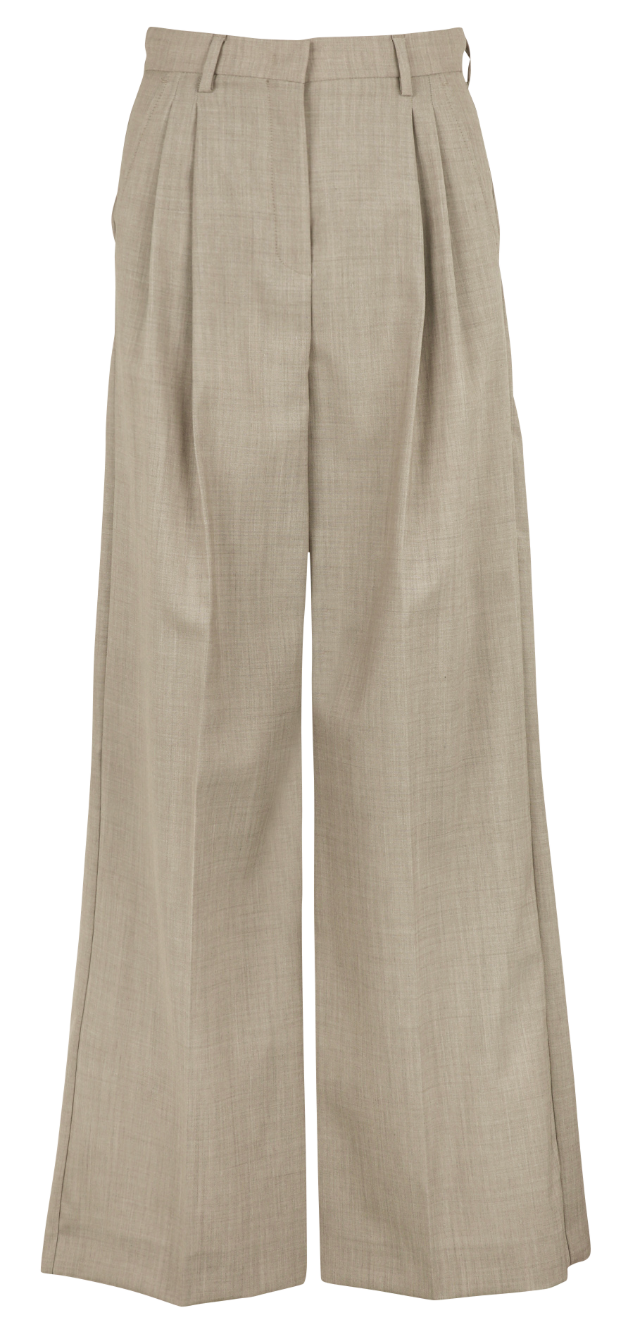 Pantalon large à plus en laine MAX MARA WEEK END Marron
