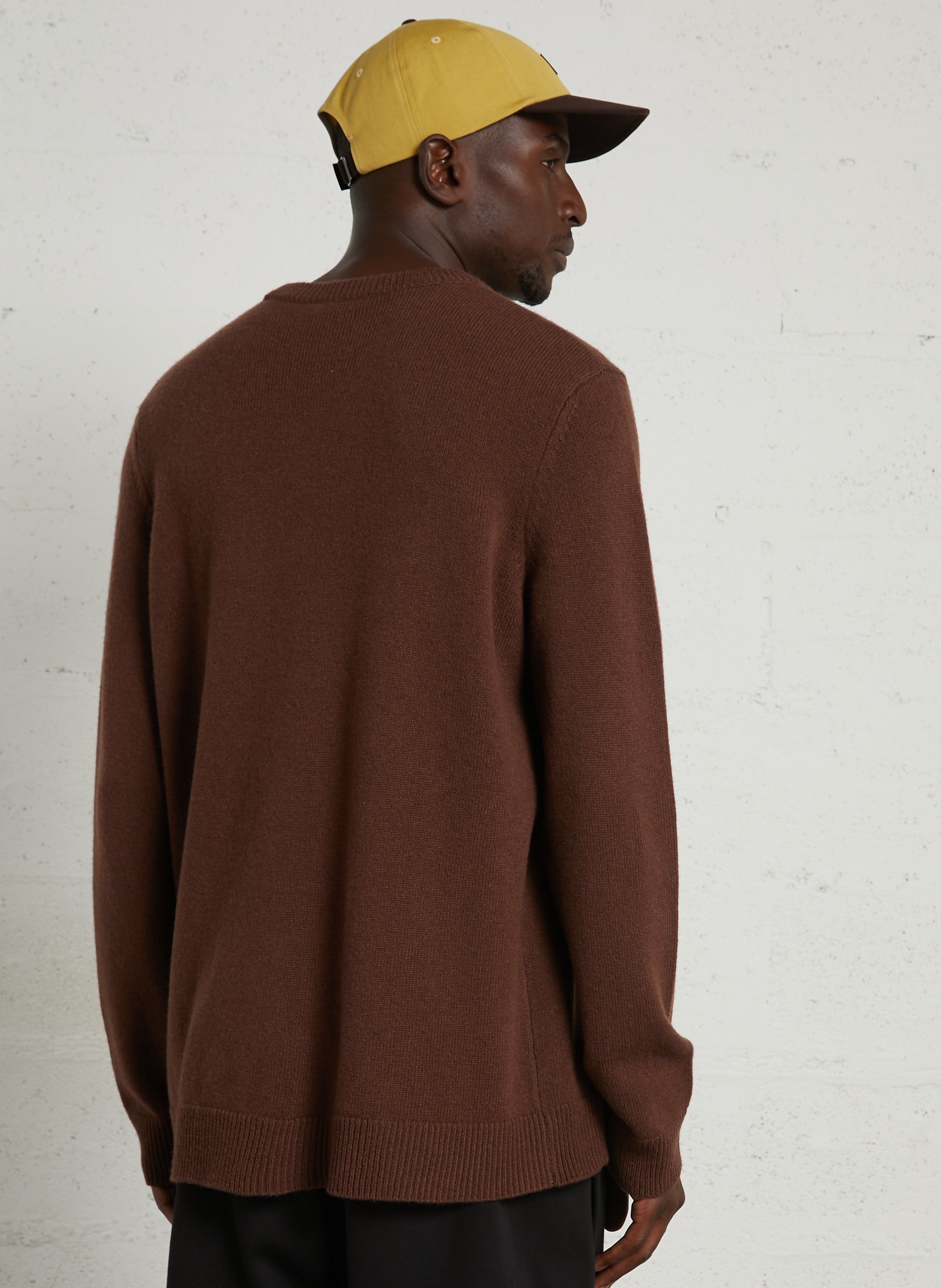 Pull droit col rond en laine  MAJESTIC FILATURES Marron