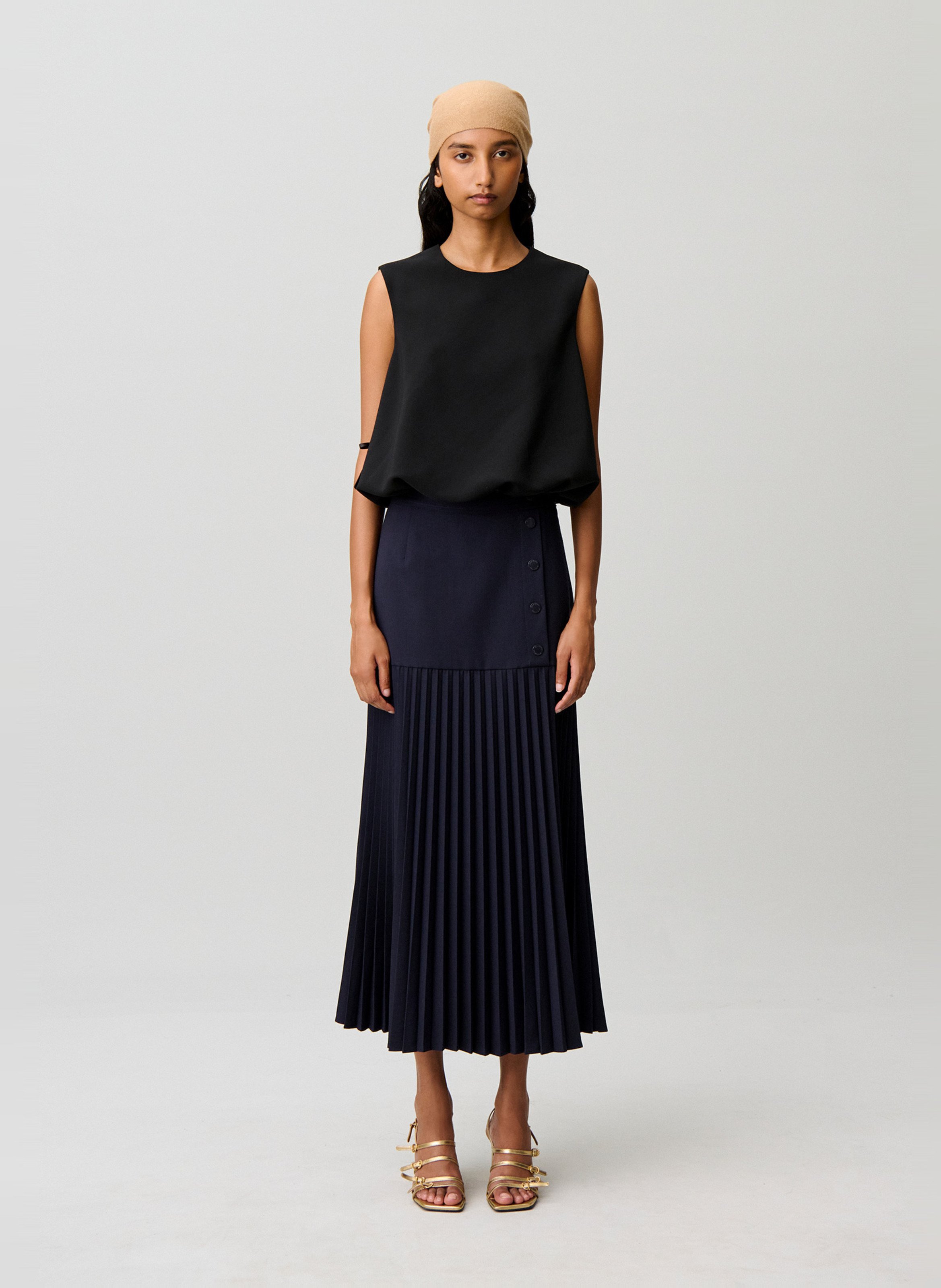 Geplooide lange rechte rok CLAUDIE PIERLOT Blauw