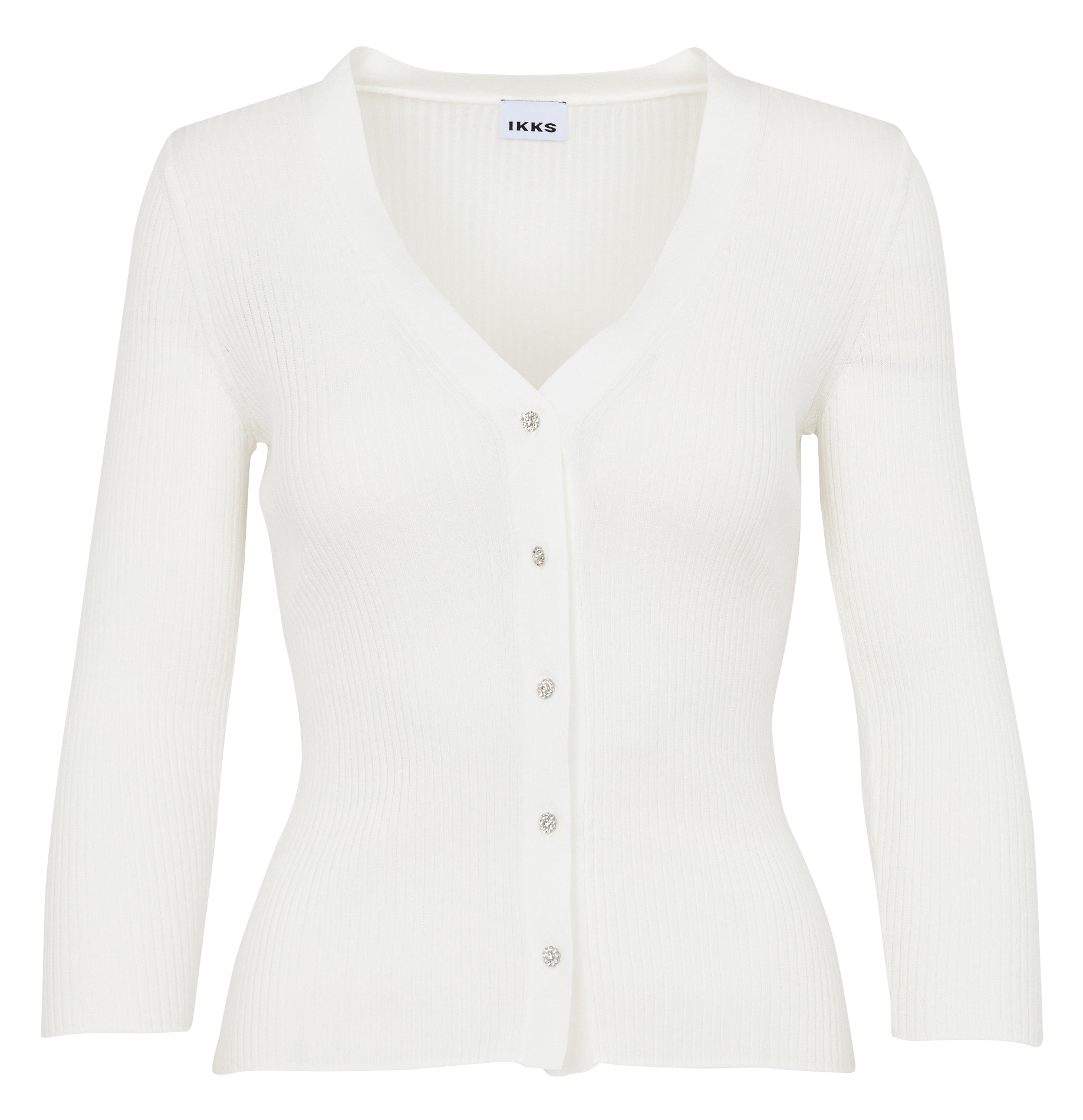 Buttoned V-neck cardigan IKKS White