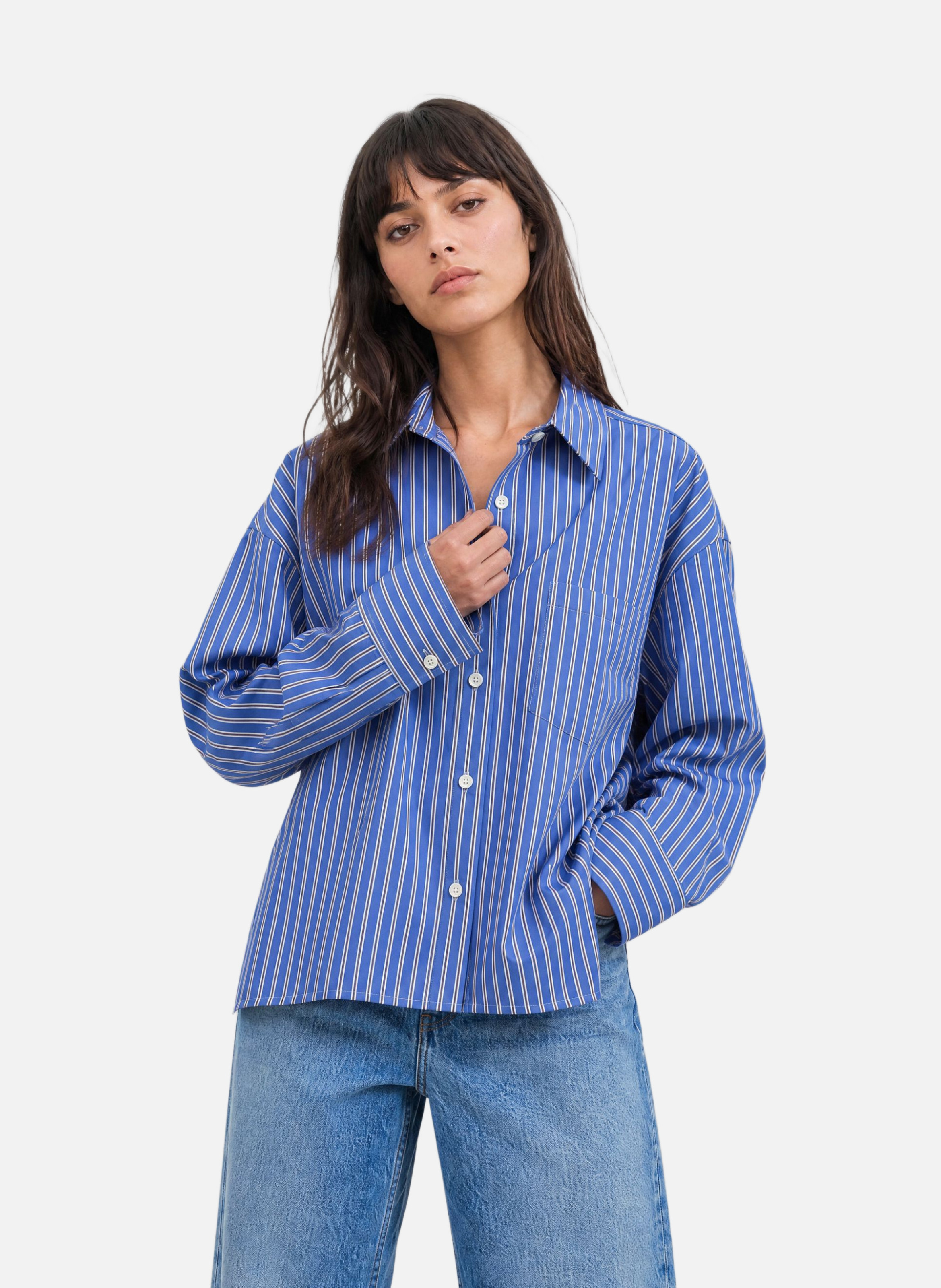 Striped cotton shirt THE KOOPLES Blue