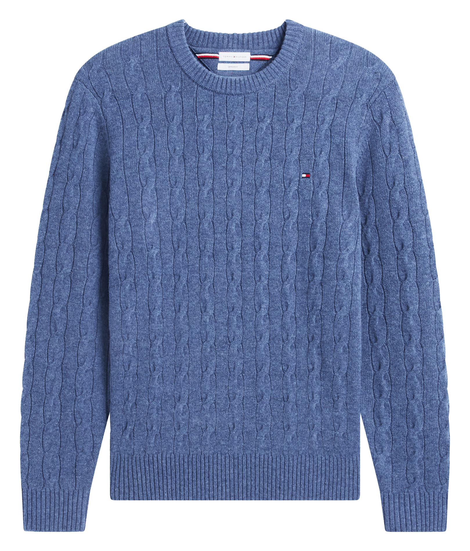 Pull col rond tressé en laine | Bleu TOMMY HILFIGER Homme