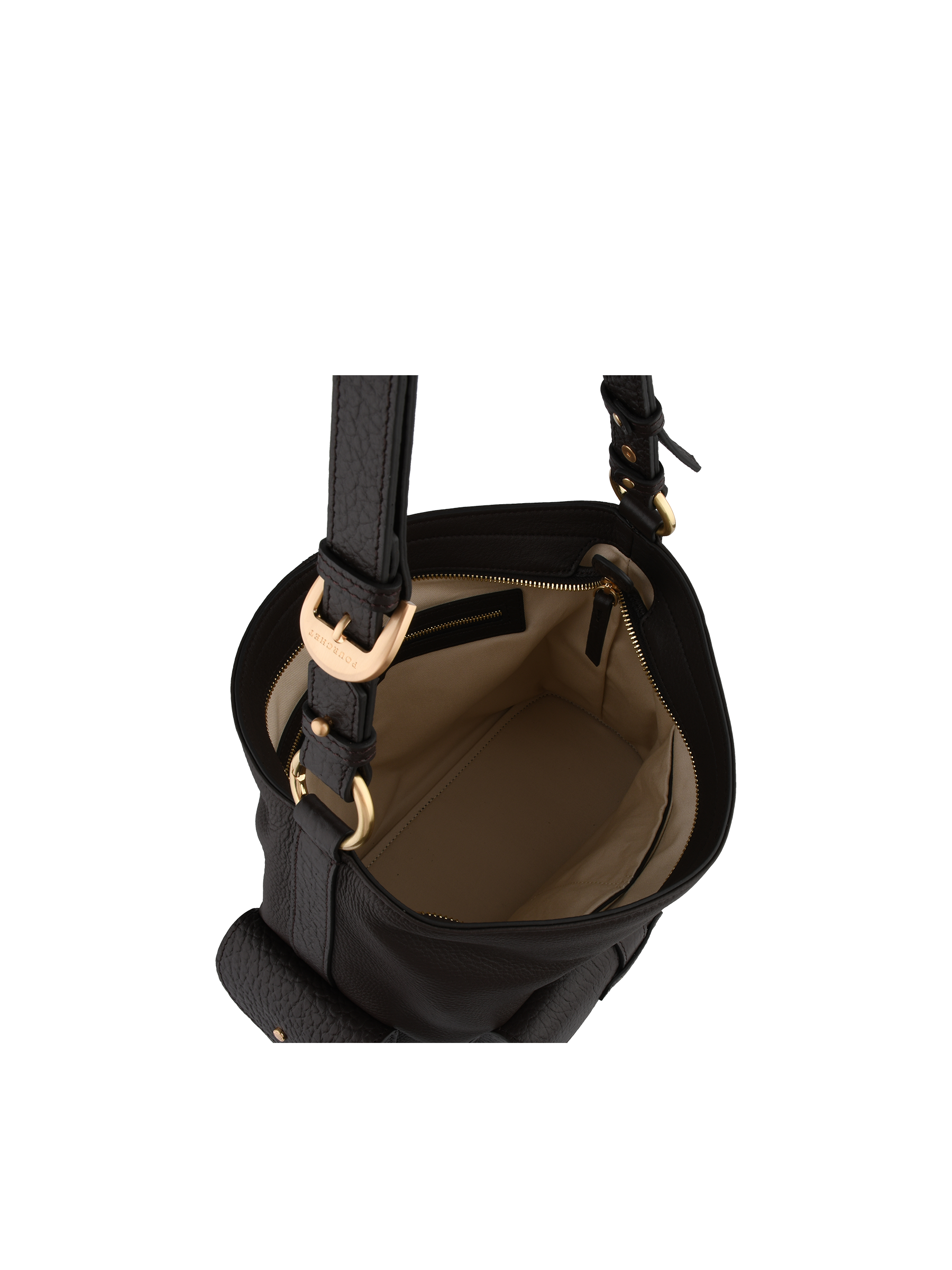 Calfskin leather shoulder bag | Brown POURCHET Women