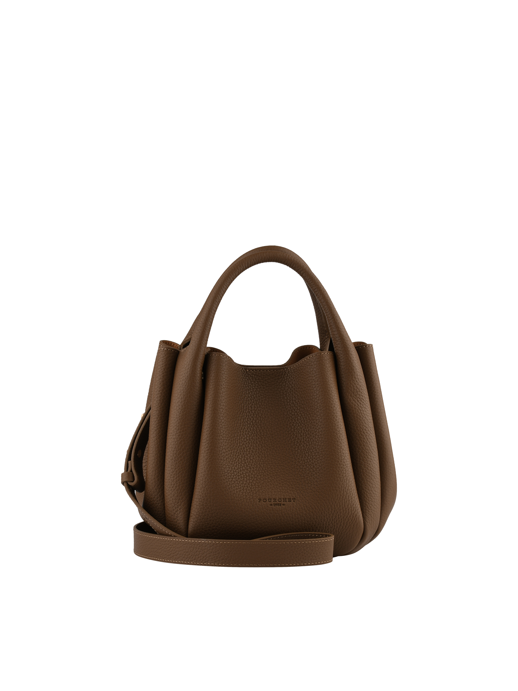 Calfskin leather handbag POURCHET Beige
