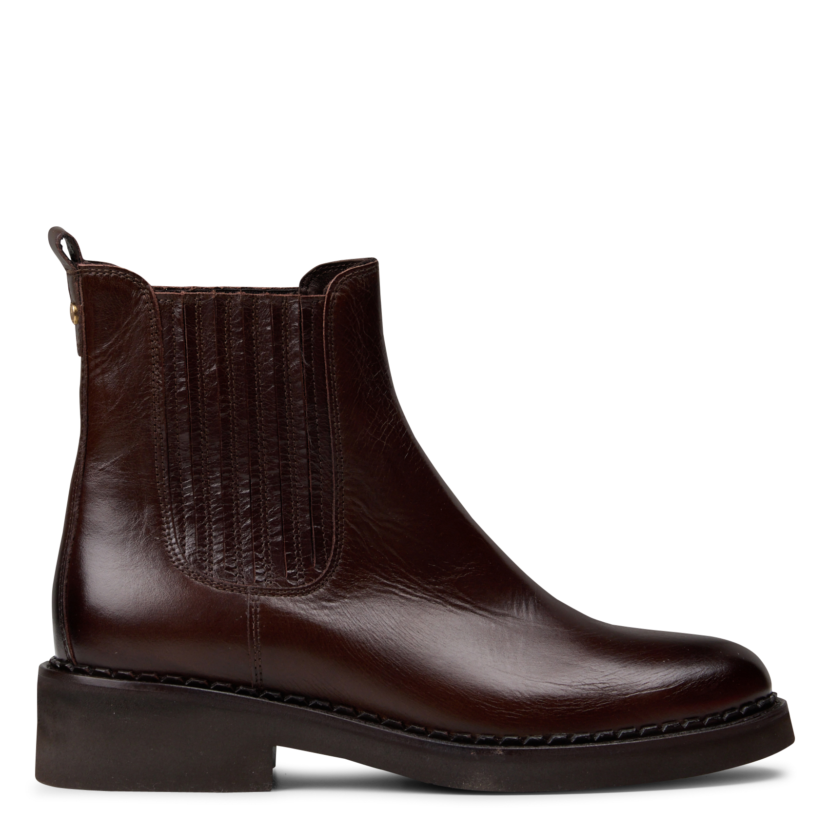 Round-toe leather ankle boots BOCAGE Brown
