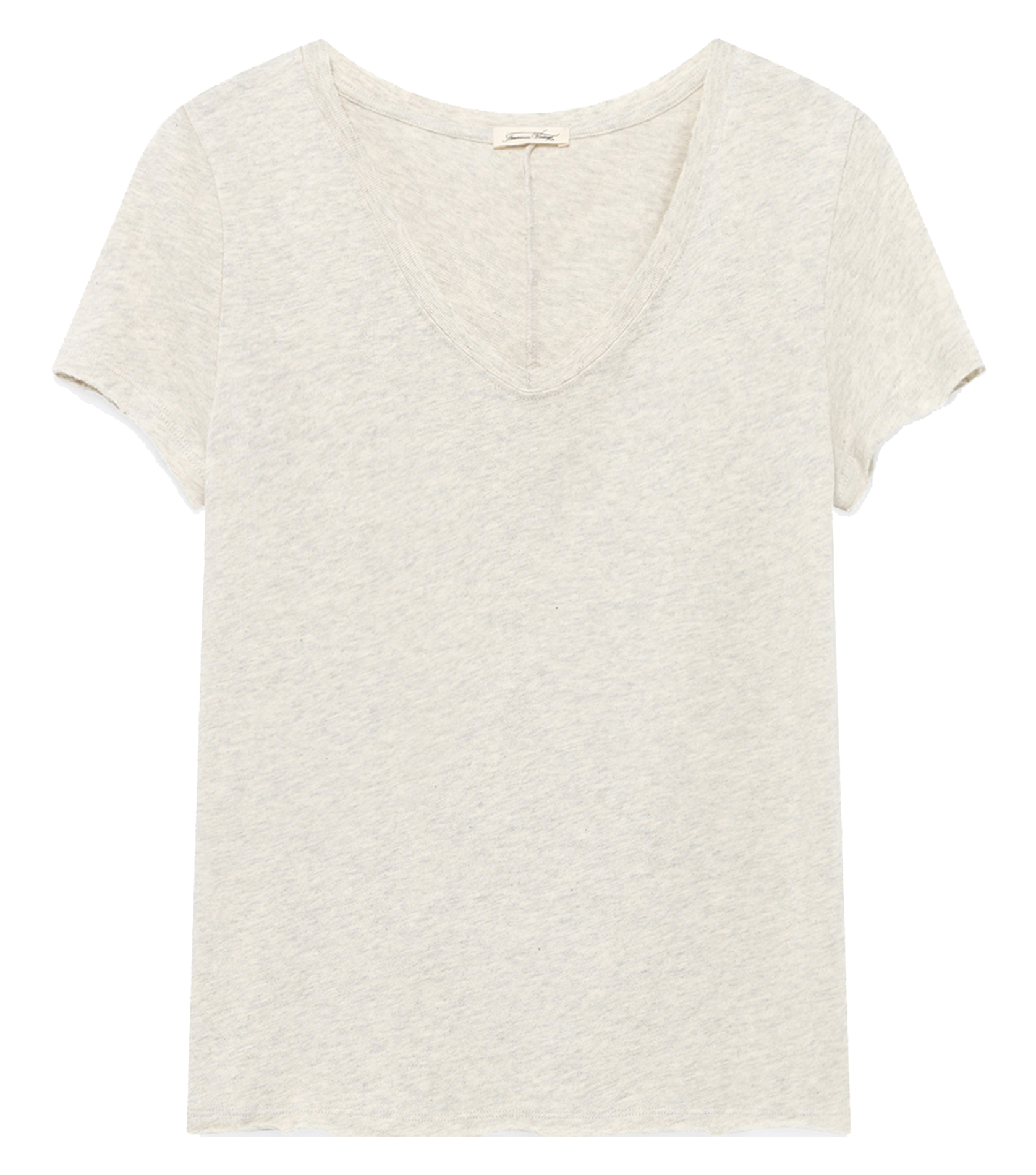 Baumwoll-T-Shirt mit V-Ausschnitt Grau