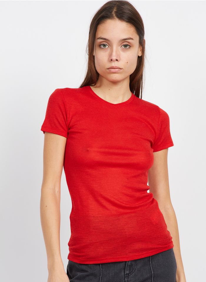 SAISON 1865 Rundhals-T-Shirt aus Baumwolle in Rot