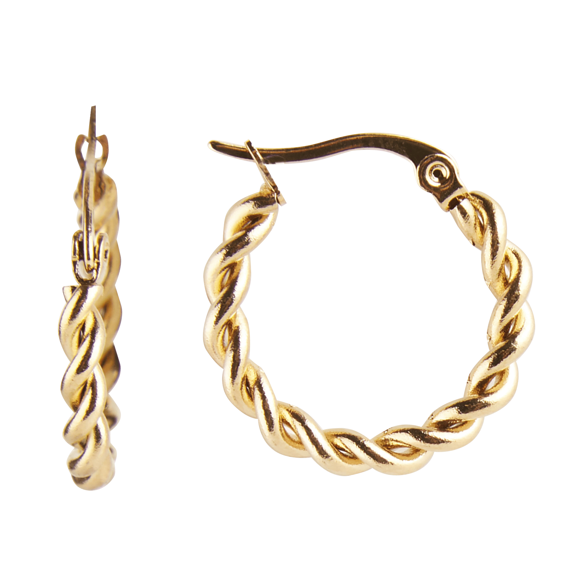 Créoles torsadées en acier inoxydable DoréPALAS