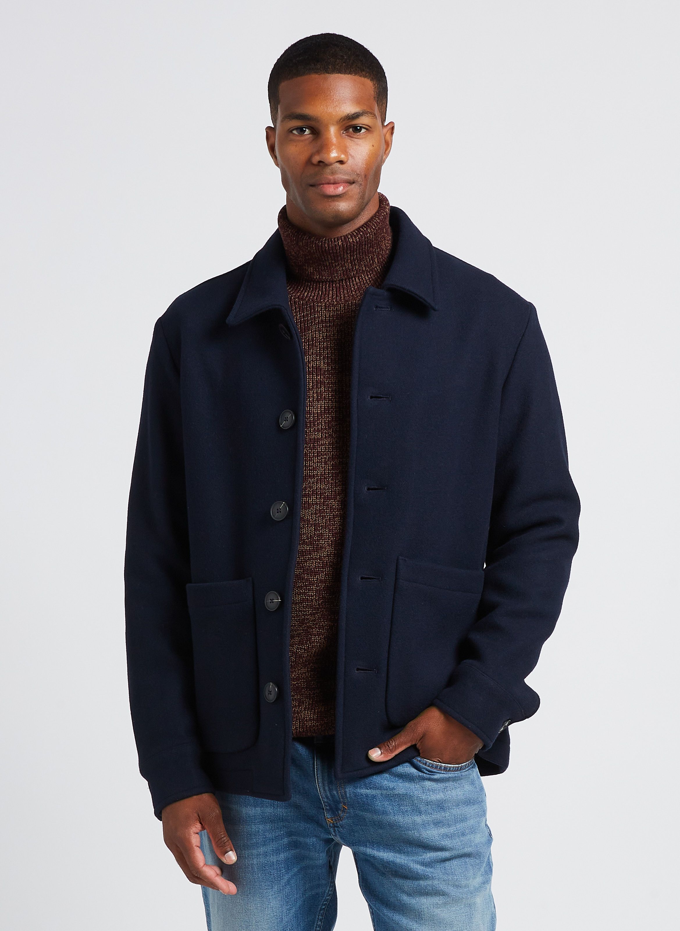 Mens wool outlet collar jacket