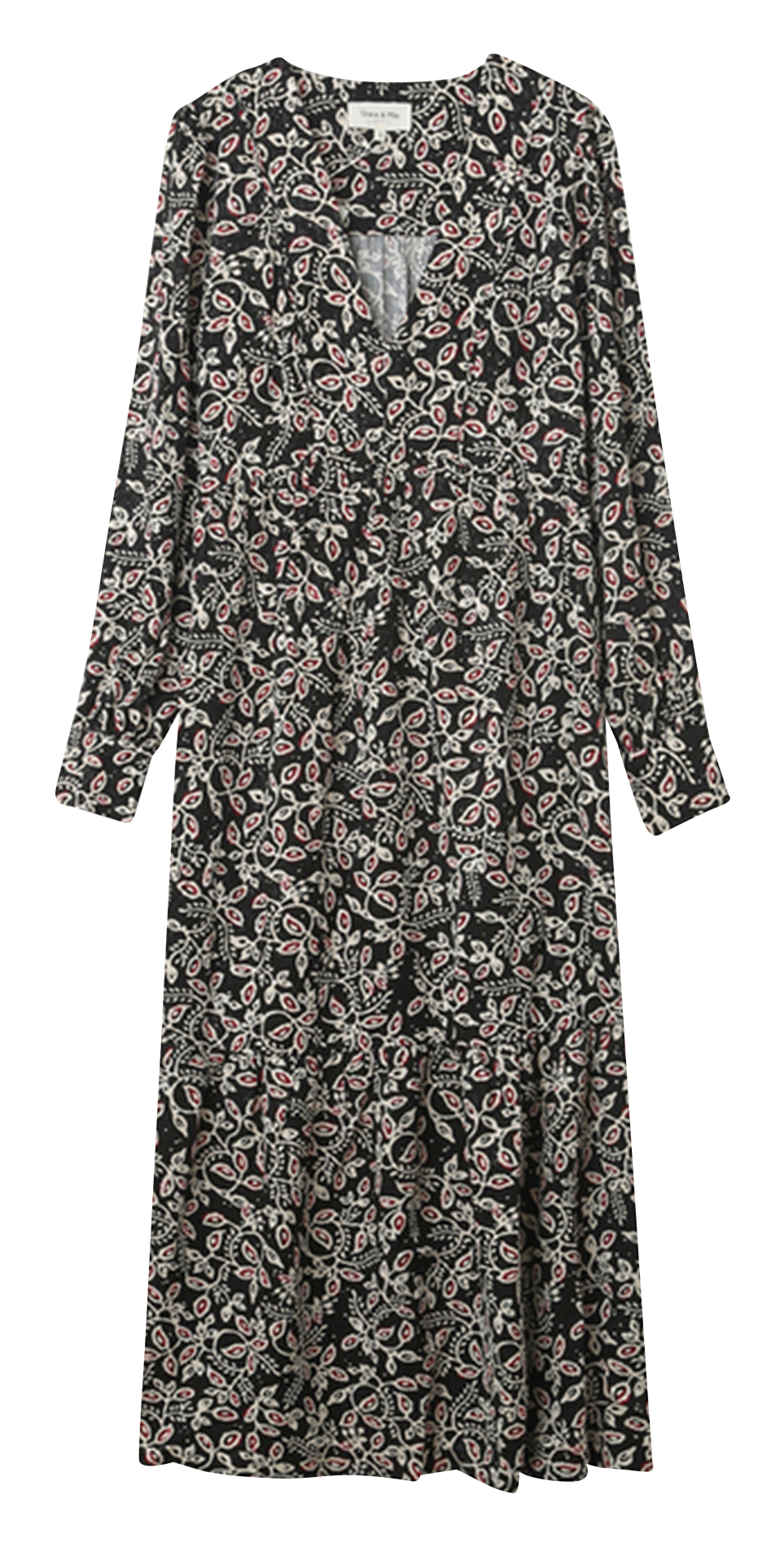 Robe longue décolleté V imprimée GRACE ET MILA Noir