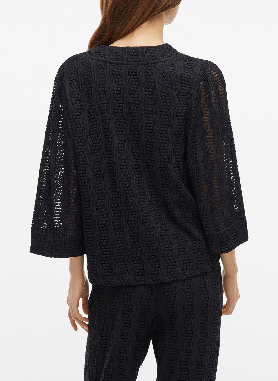 Ribbed cotton-blend V-neck cardigan VILA Black