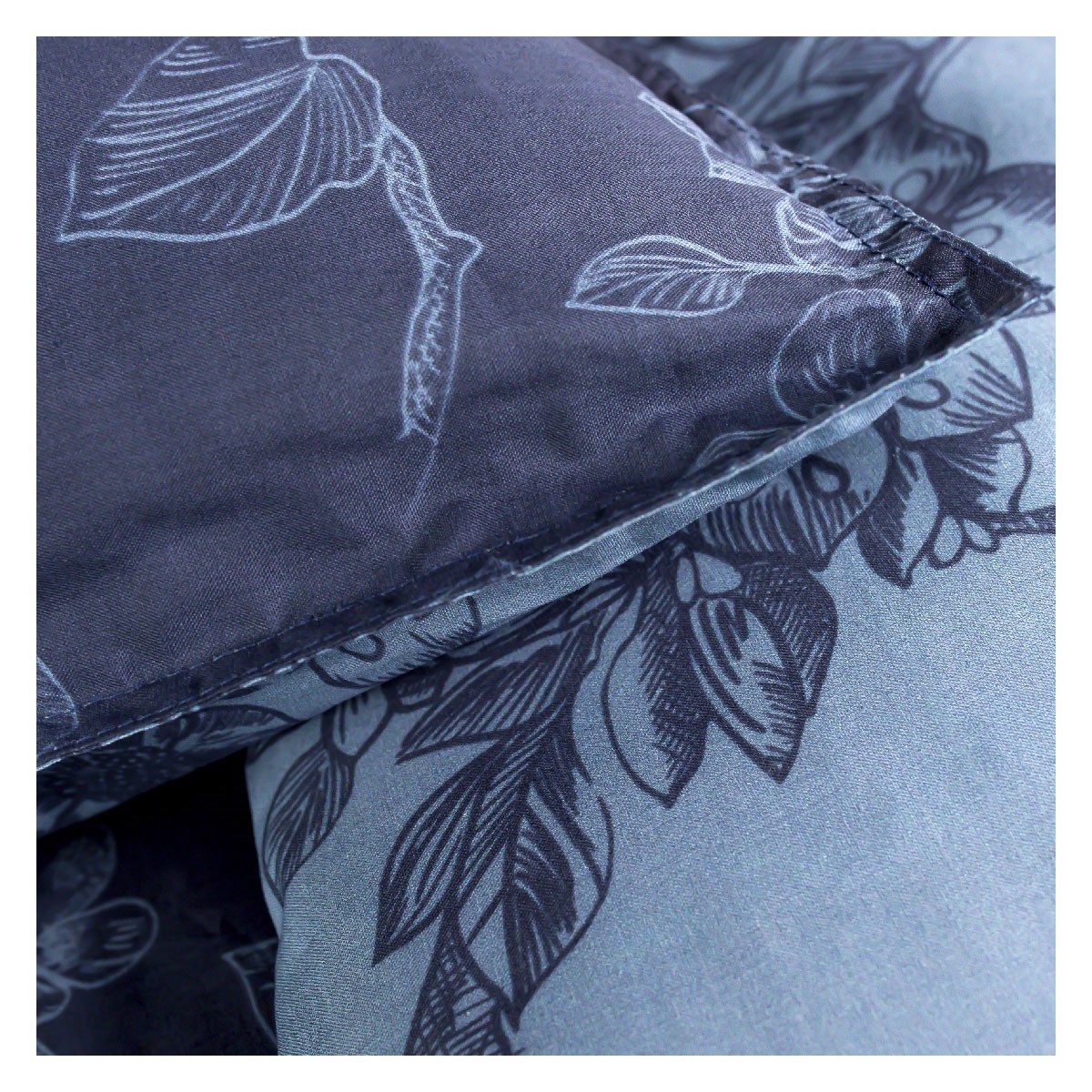 Floral printed cotton bedding set Blue