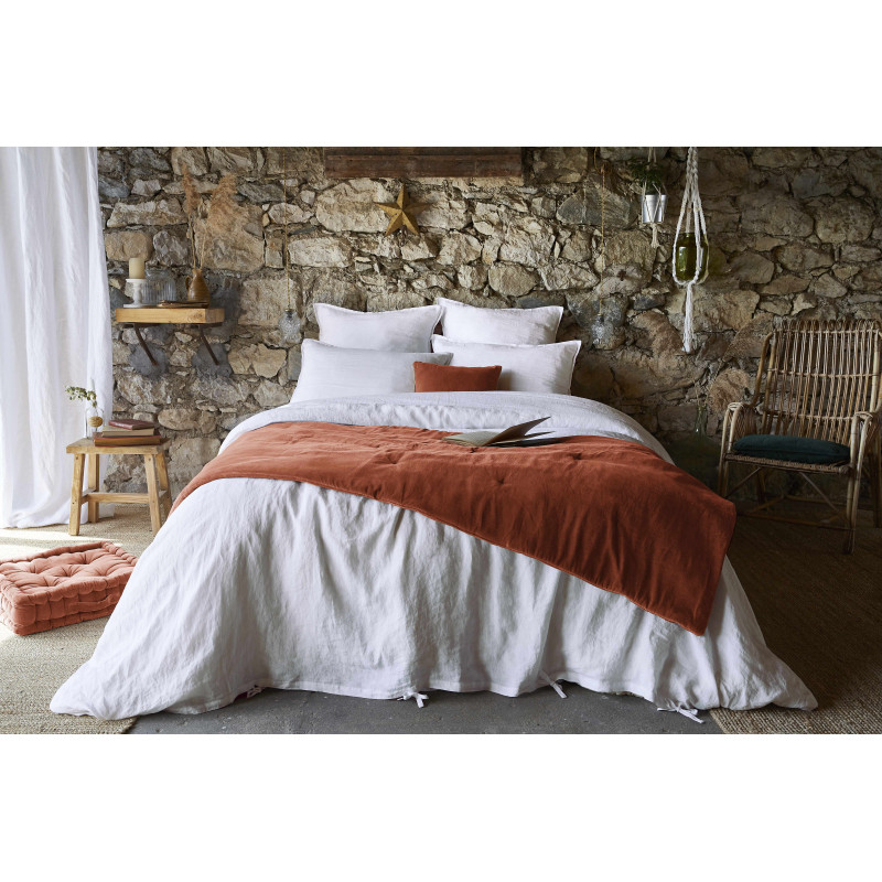 Cotton gauze bedspread or end-of-bed throw L'EFFET PAPILLON Red