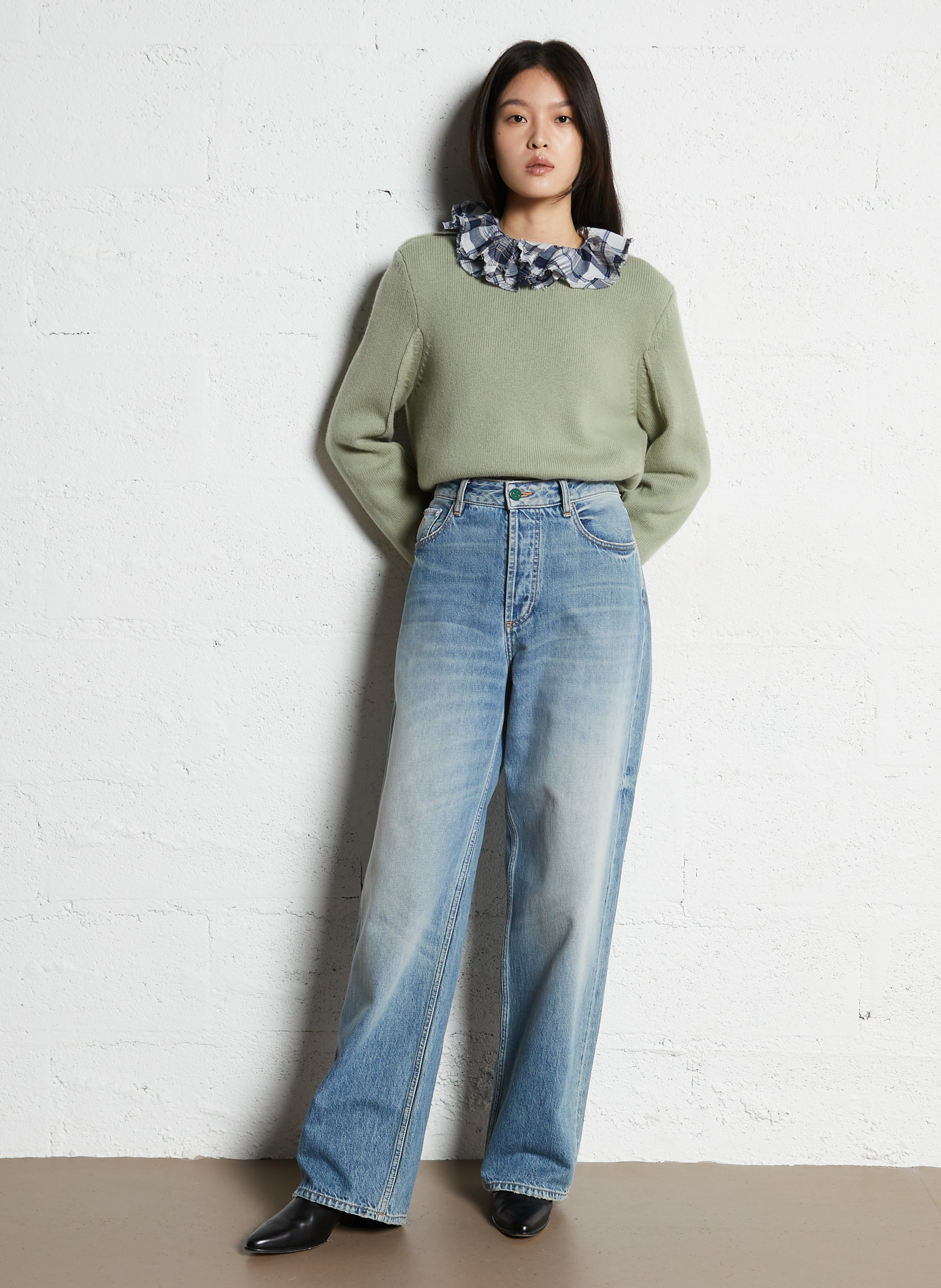 Jean droit en coton LAURENCE BRAS Bleu