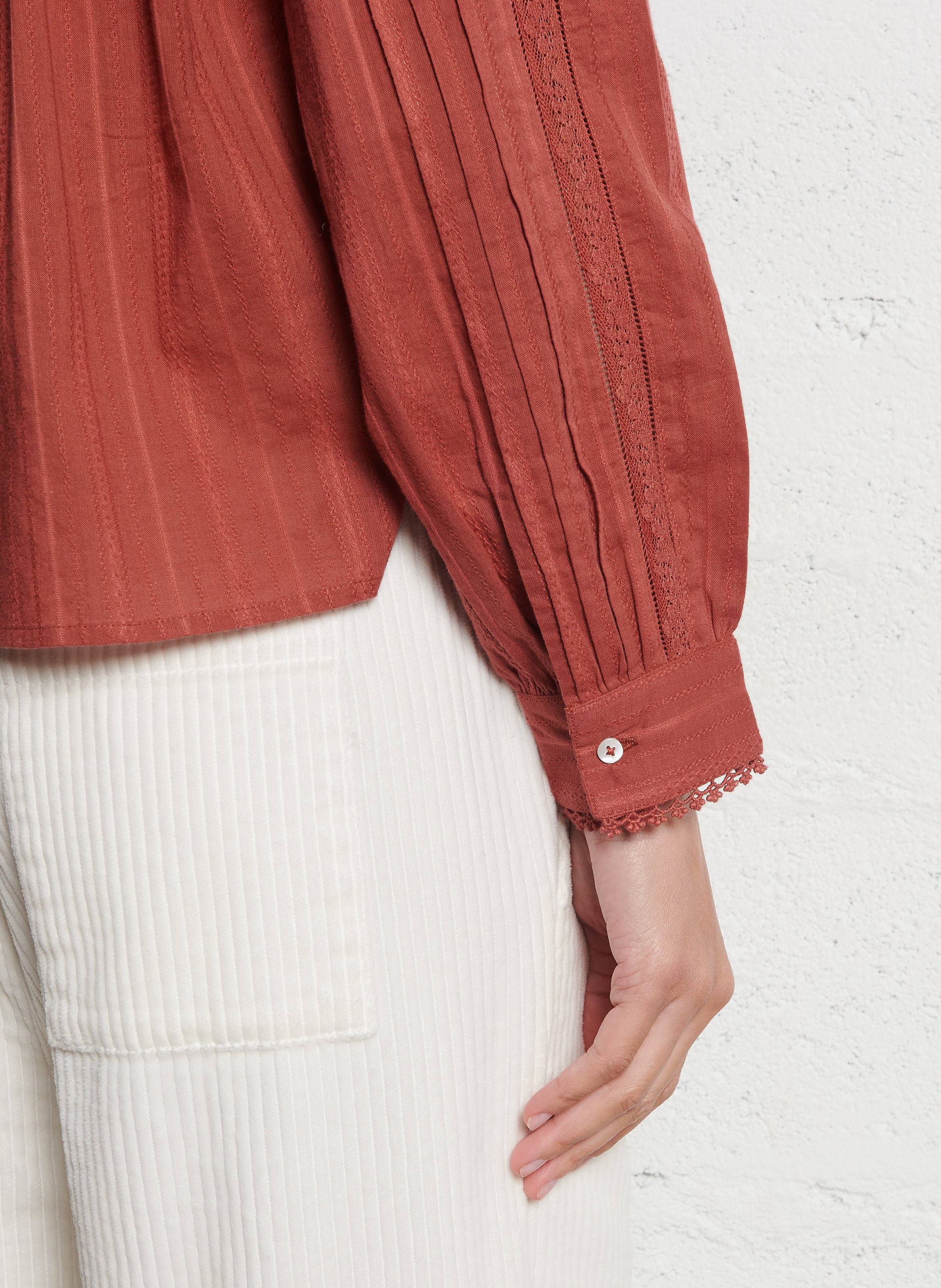 Rundhalsausschnitt-Bluse aus Baumwolle EMILE ET IDA Rot