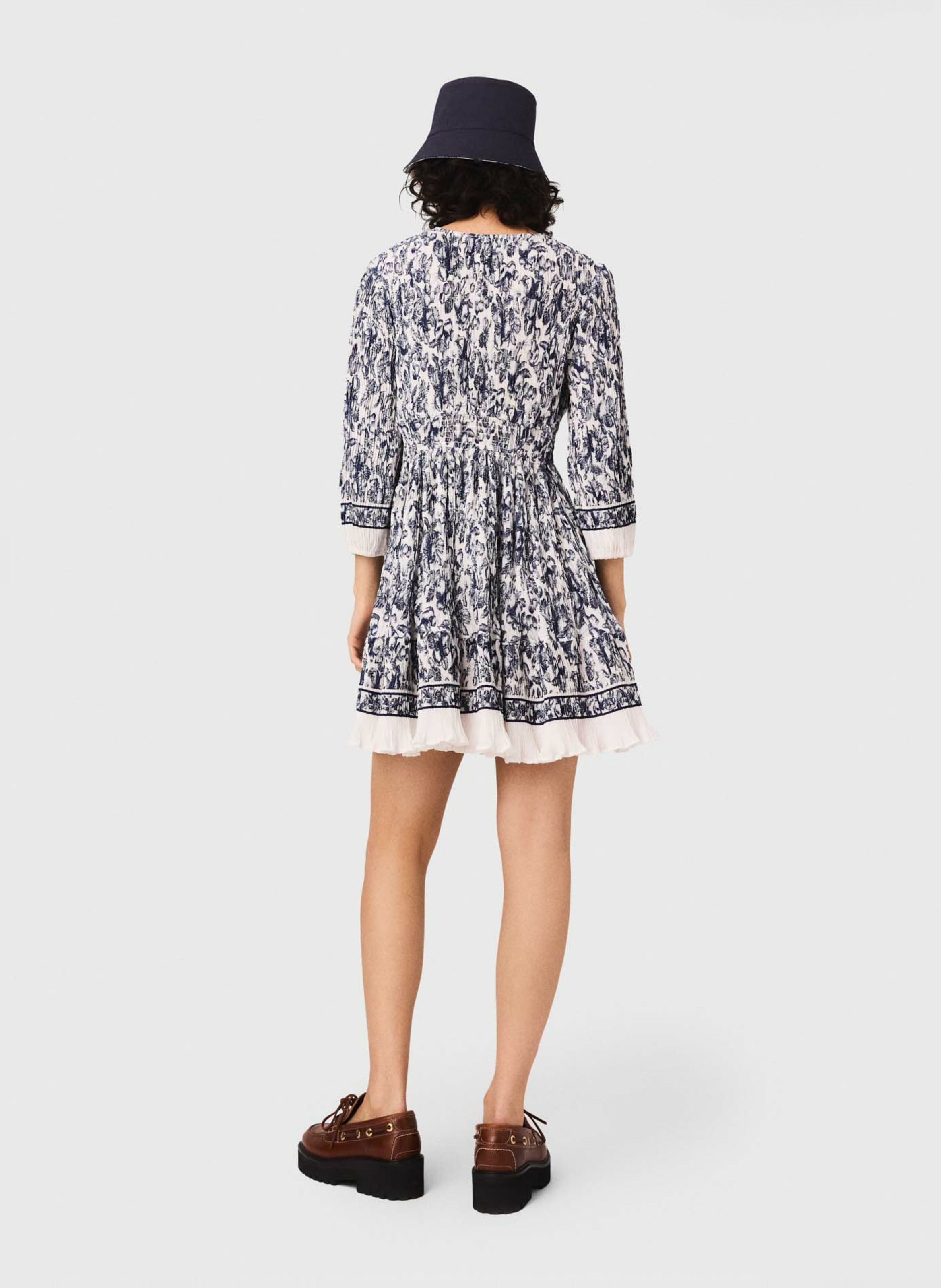 Short patterned V-neck dress MAJE Blue
