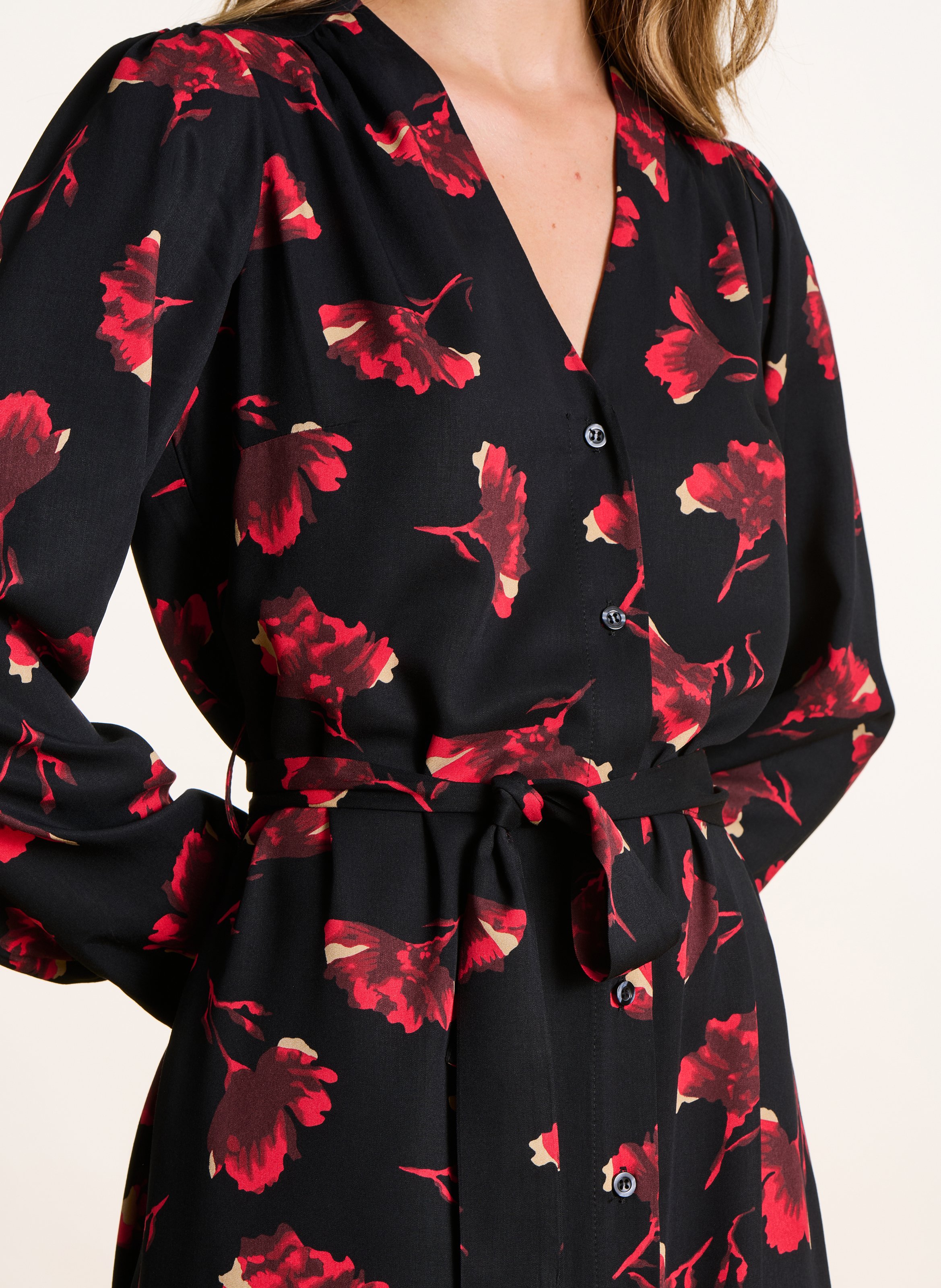 Long flowing printed V-neck dress LA FEE MARABOUTEE Multicolored