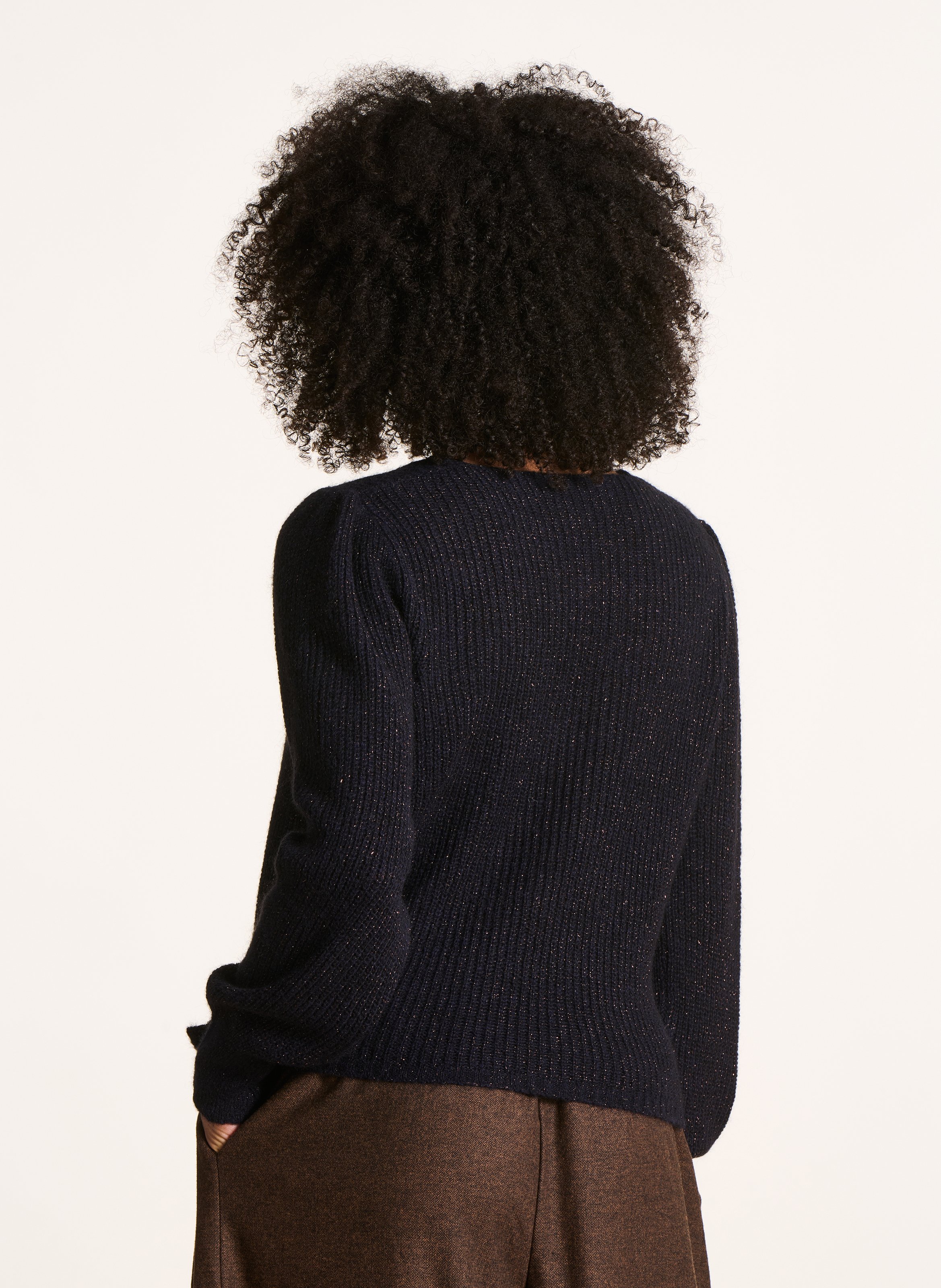 Rechte, gebreide trui met V-hals en glansdraad LA FEE MARABOUTEE Veelkleurig