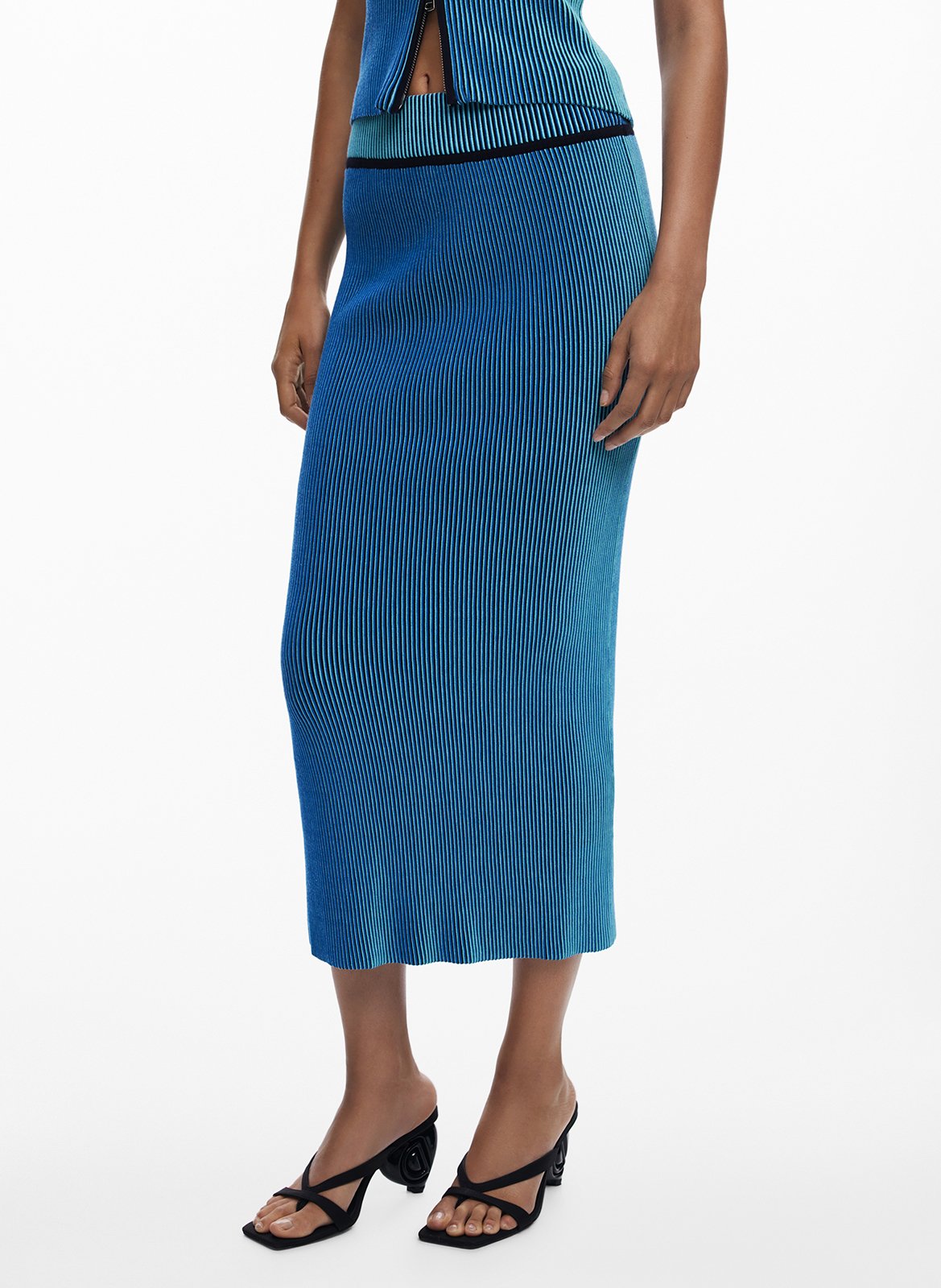 Striped midi tube skirt DESIGUAL Blue