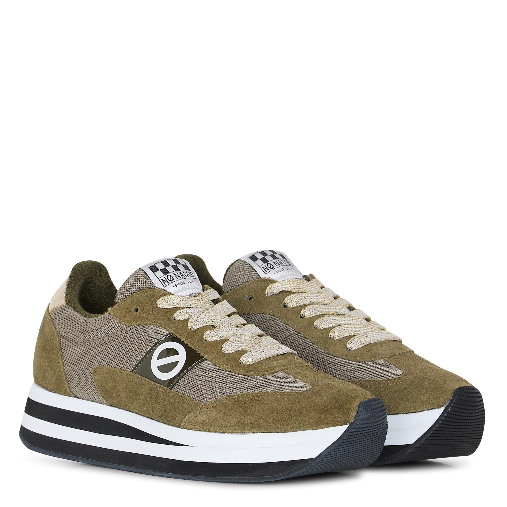 Zapatillas bajas de mezcla de piel NO NAME Caqui