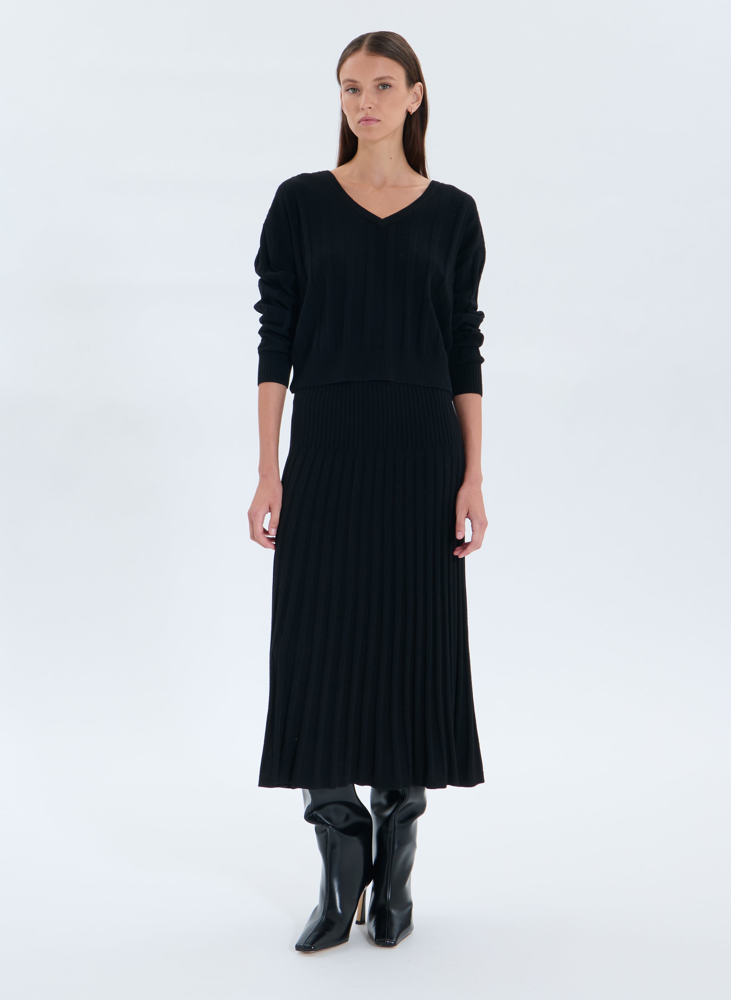 Jupe longue en maille ZAPA Noir