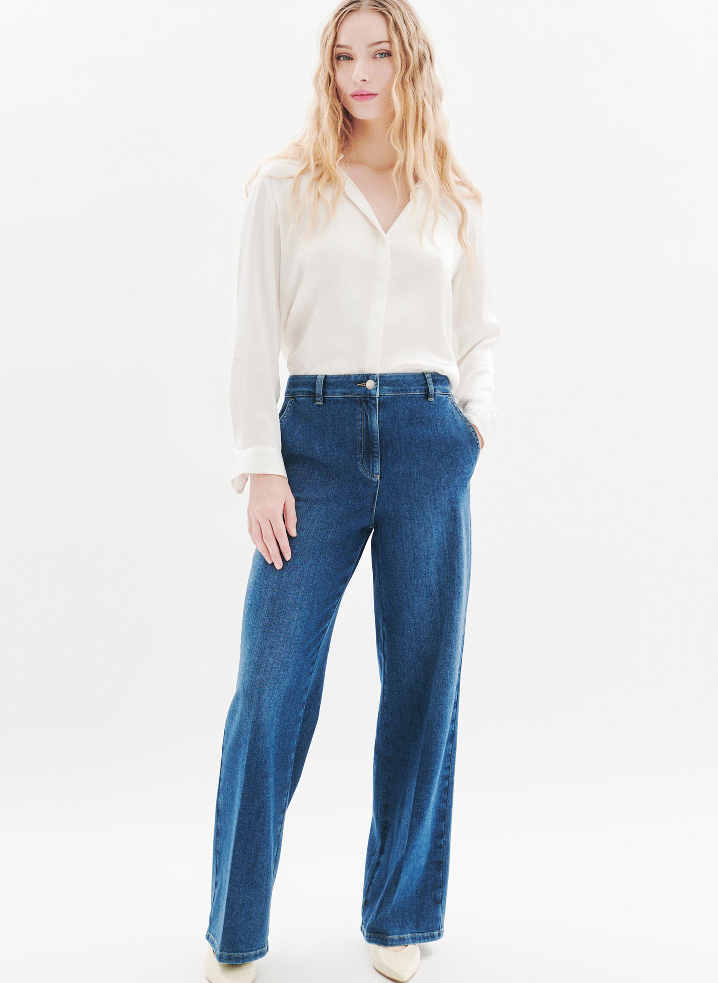 Jean large en coton mélangé CAROLL Bleu