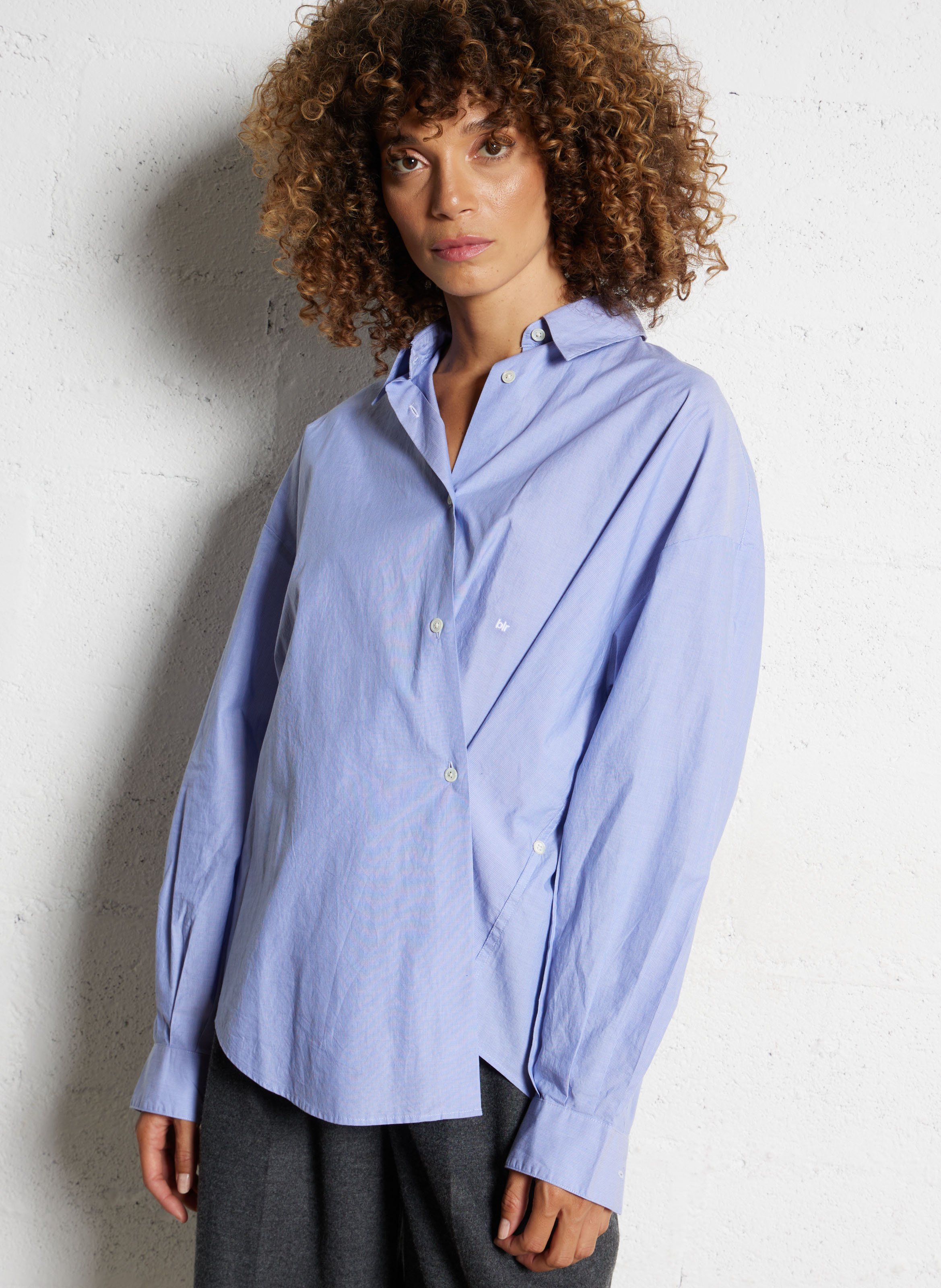 Oversized gestreept overhemd met verstelbare pasvorm BELLEROSE Blauw