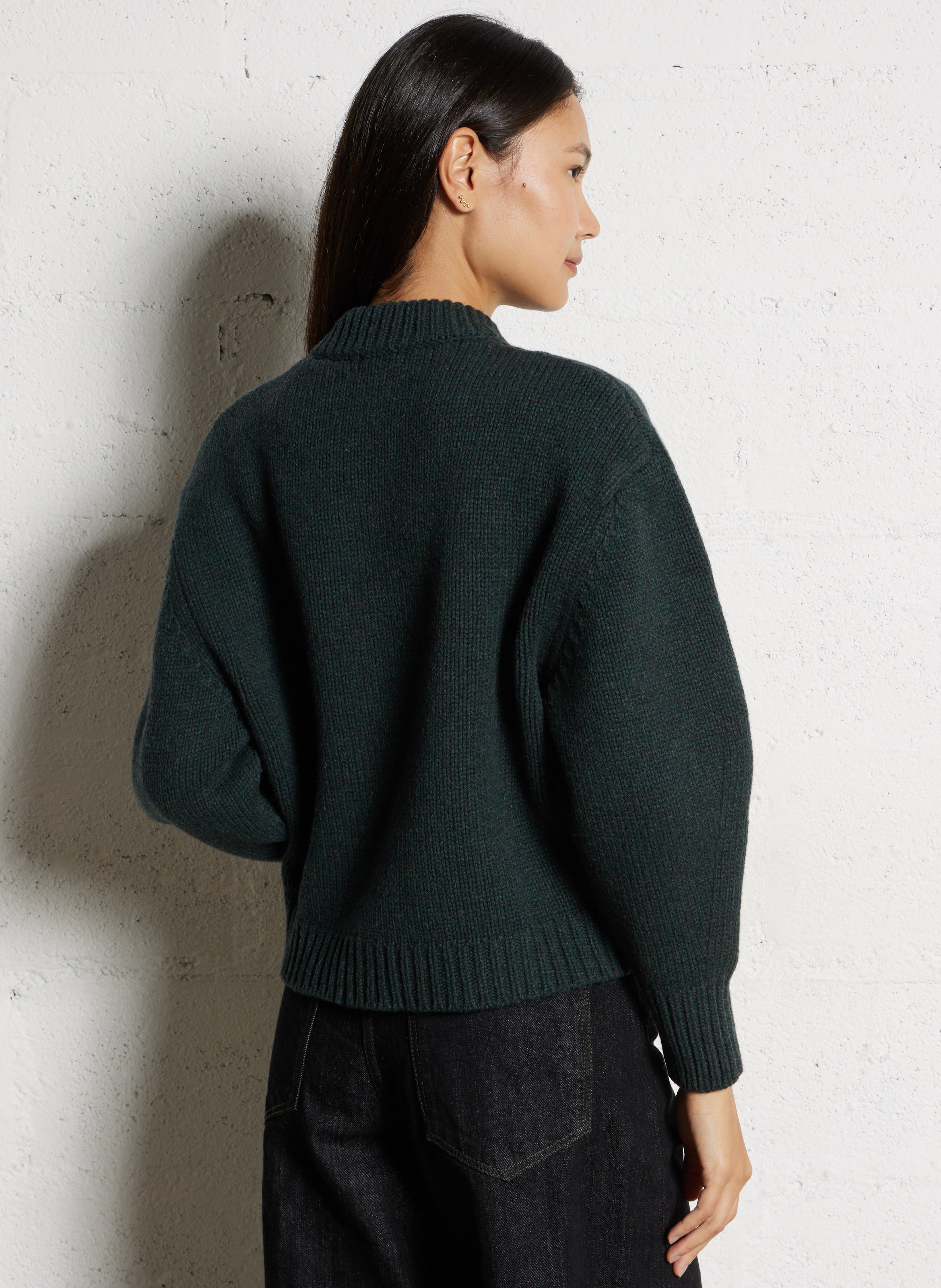 Cardigan col rond en laine SOEUR Vert