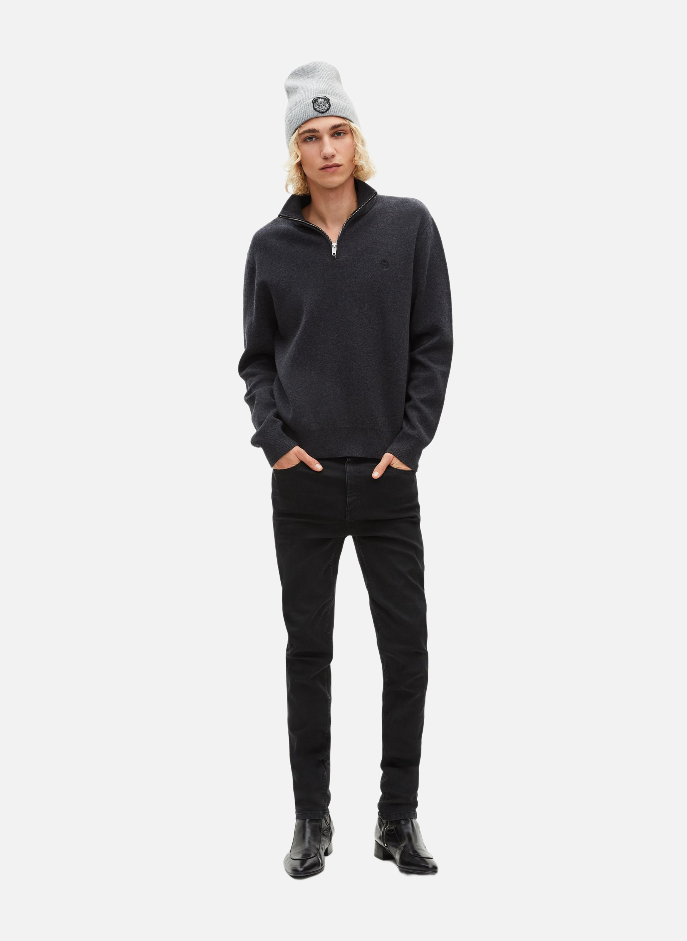 Double-sided trucker collar sweater THE KOOPLES Grey