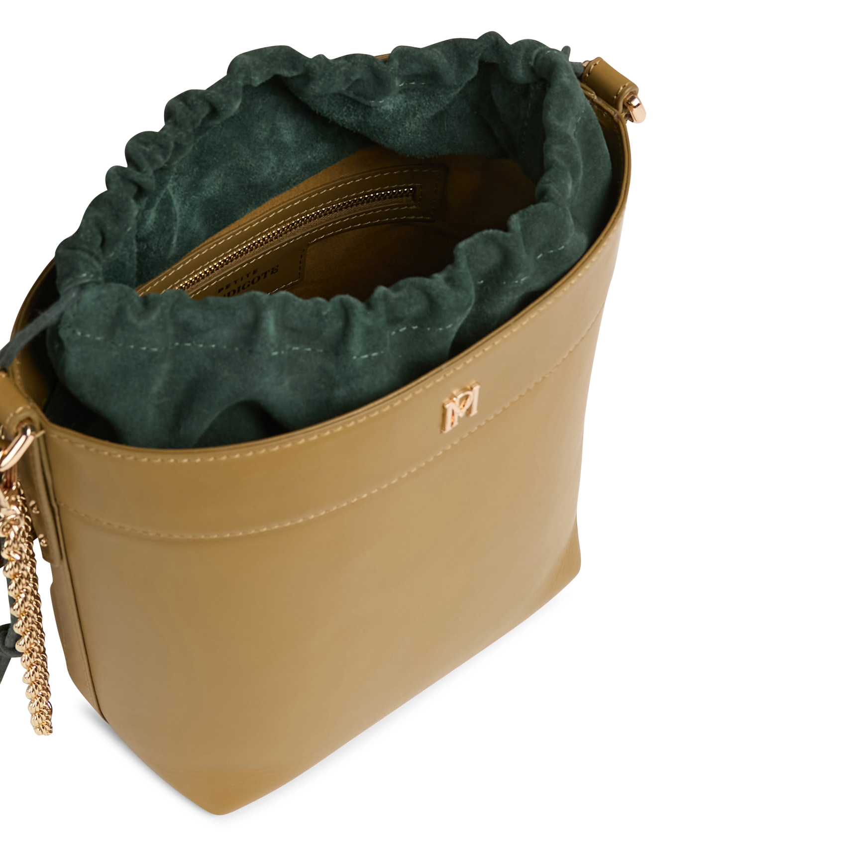 Plain leather bucket bag PETITE MENDIGOTE Green
