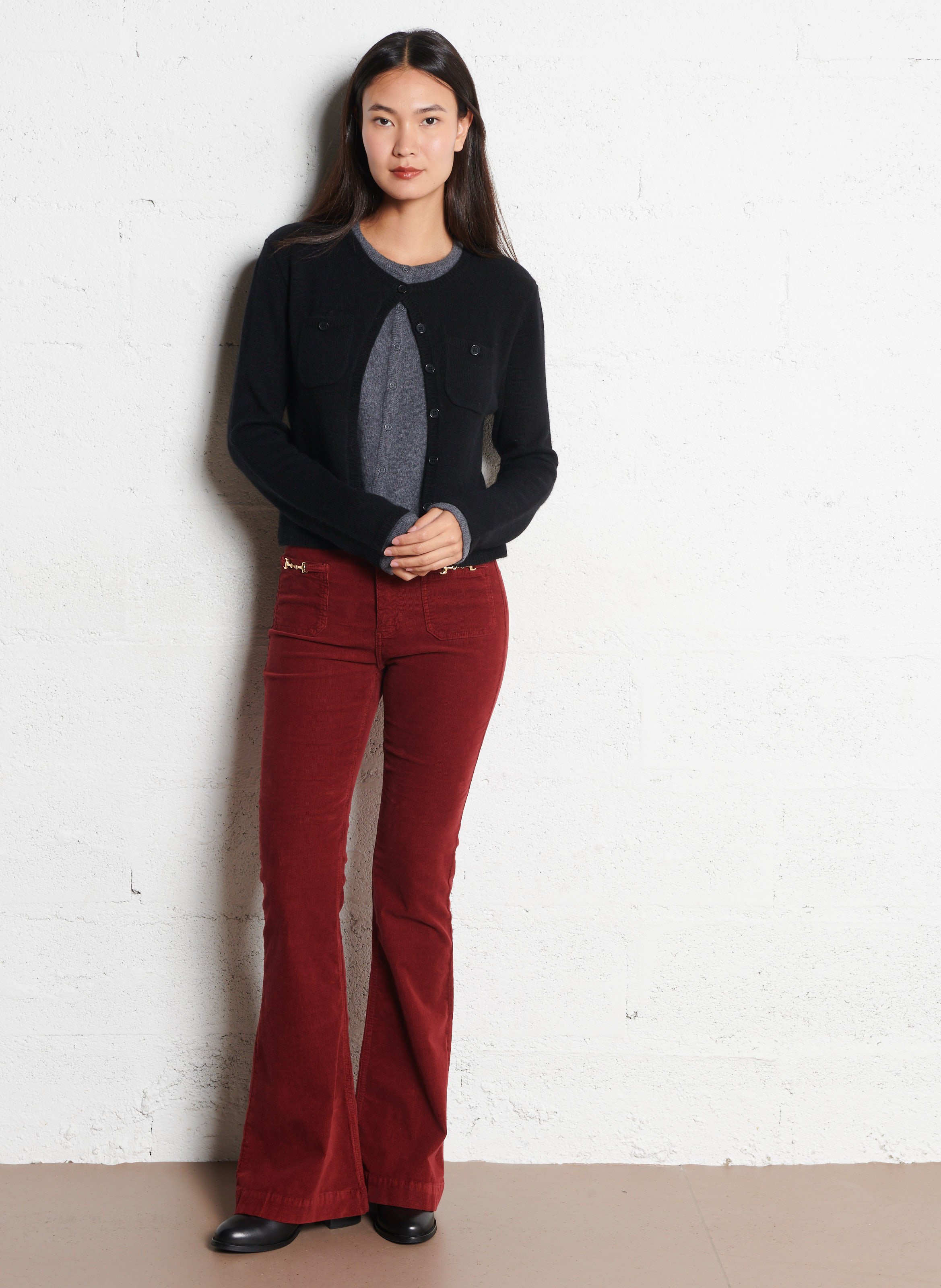 Rundhalsausschnittweste aus Wolle und Kaschmirgemisch BERENICE Schwarz