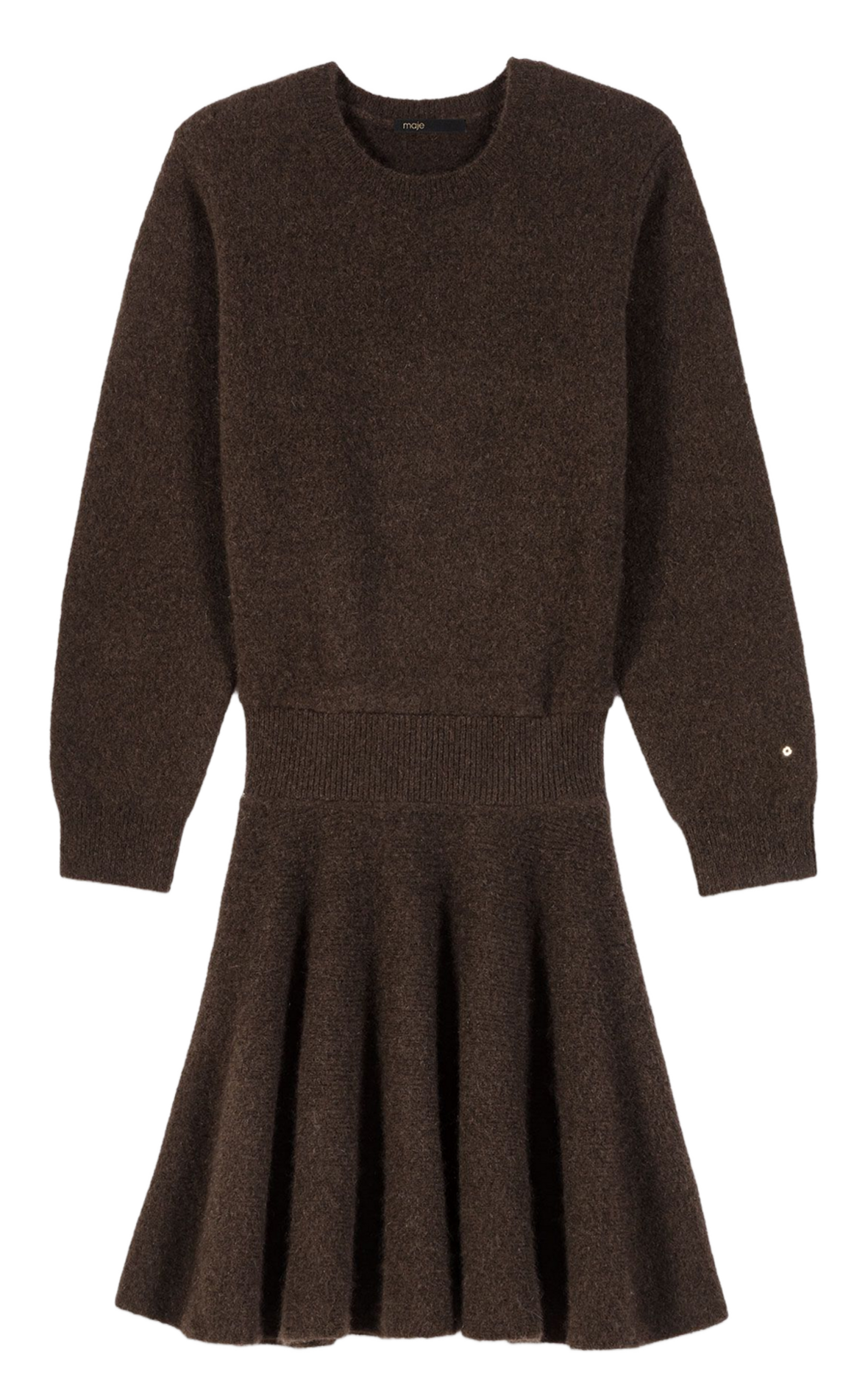 Solid Skater Dress in Mixed Wool MAJE Brown