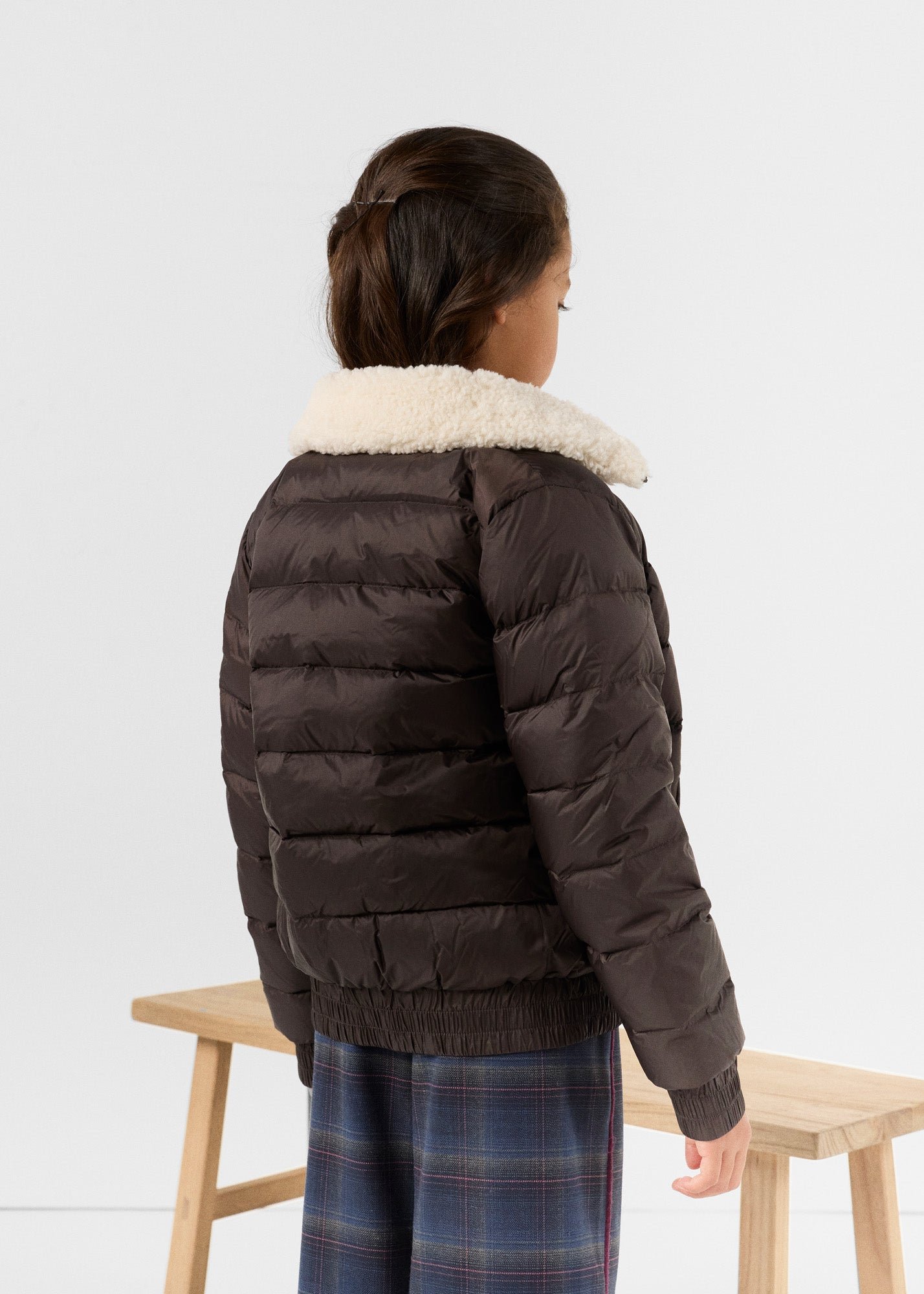 Black aviator children's puffer jacket JOTT Brown