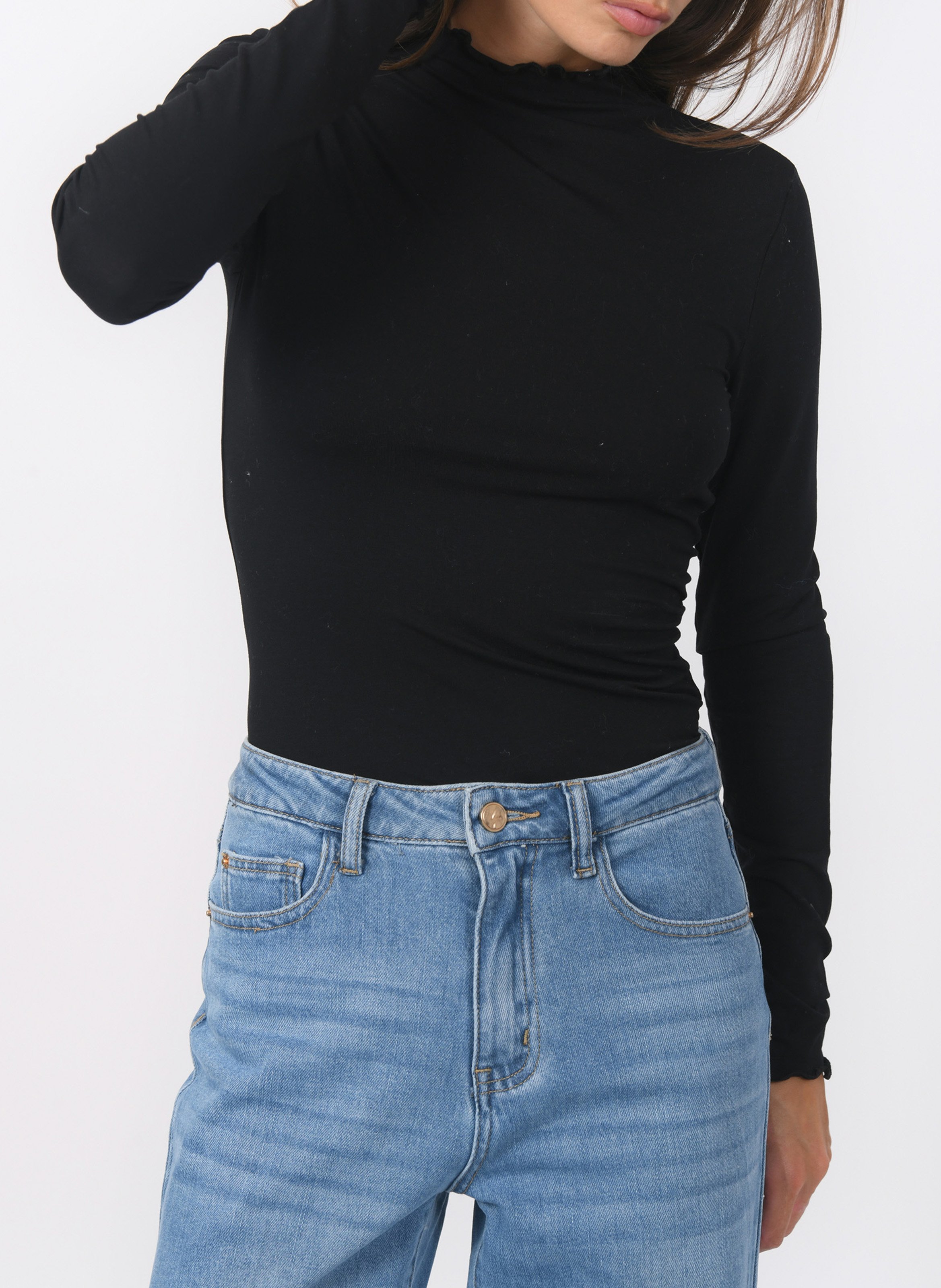 Tee-shirt ajusté effet drapé uni KOOKAI Noir