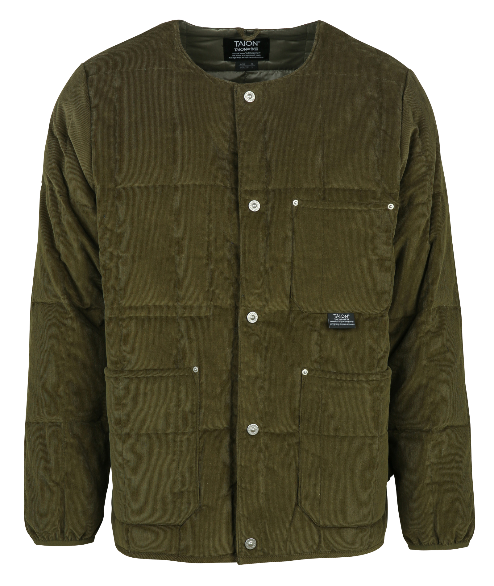 Solid quilted straight velvet jacket TAION Green