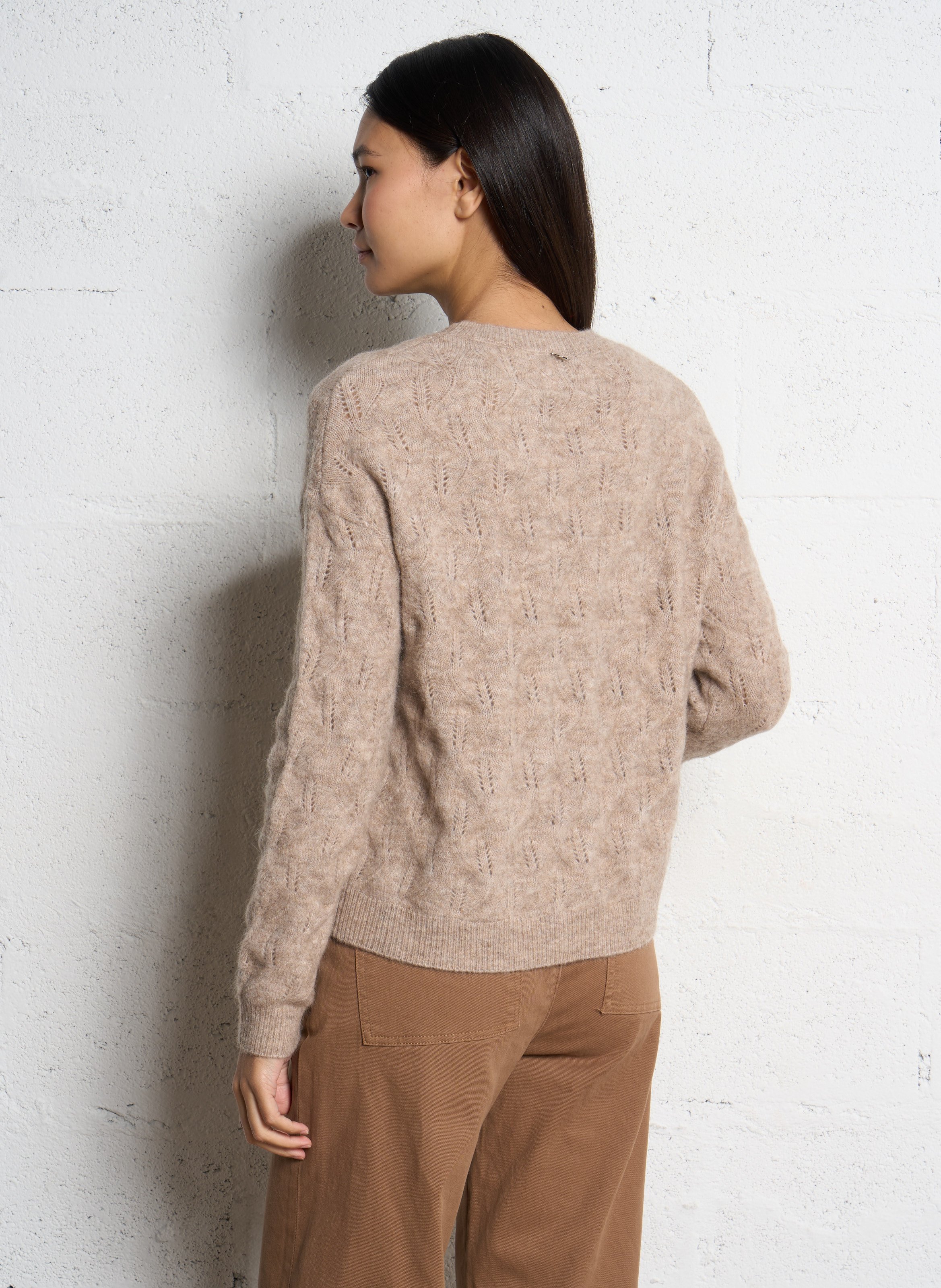 Oversized round neck sweater in wool and alpaca blend SUD EXPRESS Brown