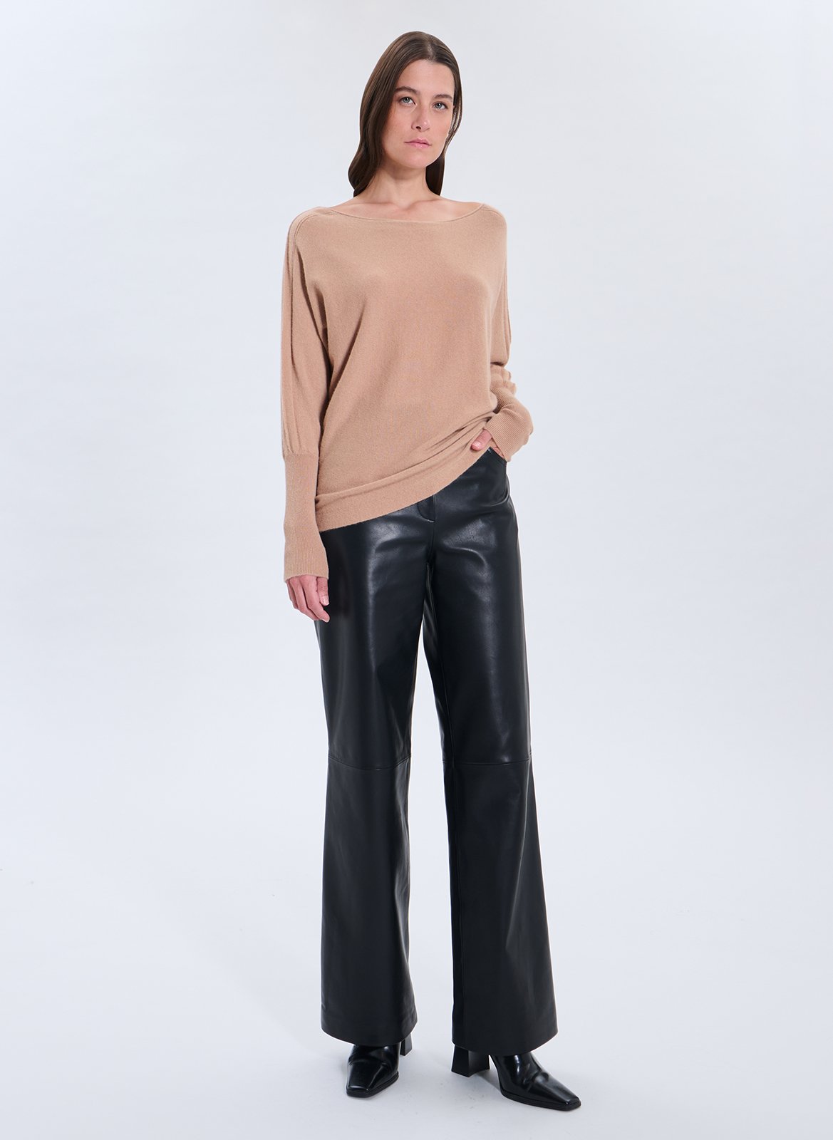 Kasjmier trui met opstaande kraag ZAPA Bruin