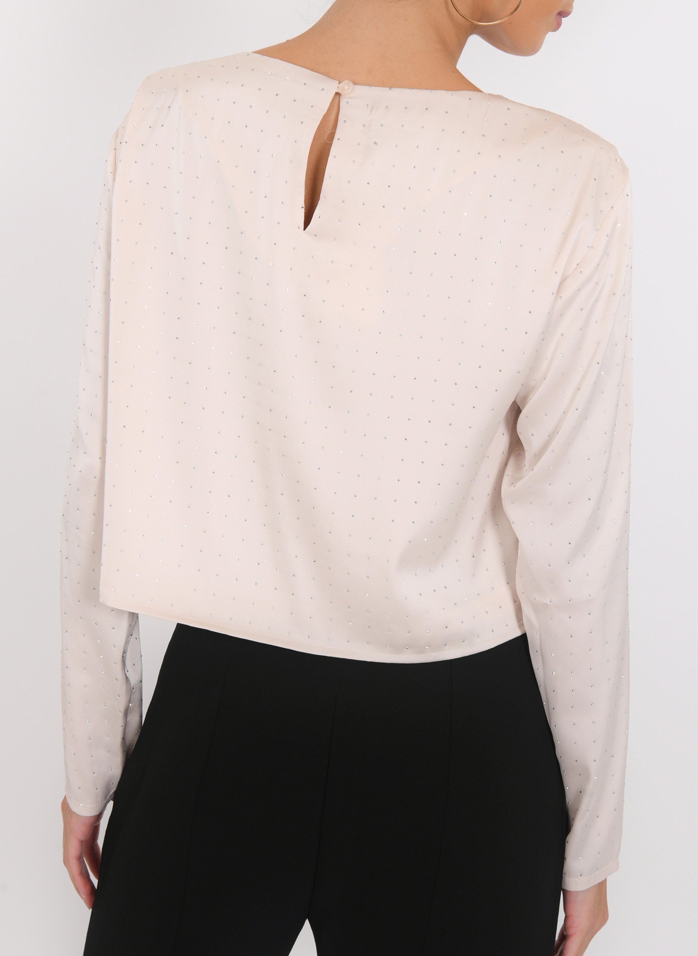 Top met boothals en strass KOOKAI Beige