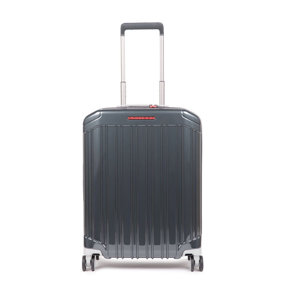 Cabin trolley suitcase with 4 wheels, TSA lock, and USB and USB type-C ports PIQUADRO Grey