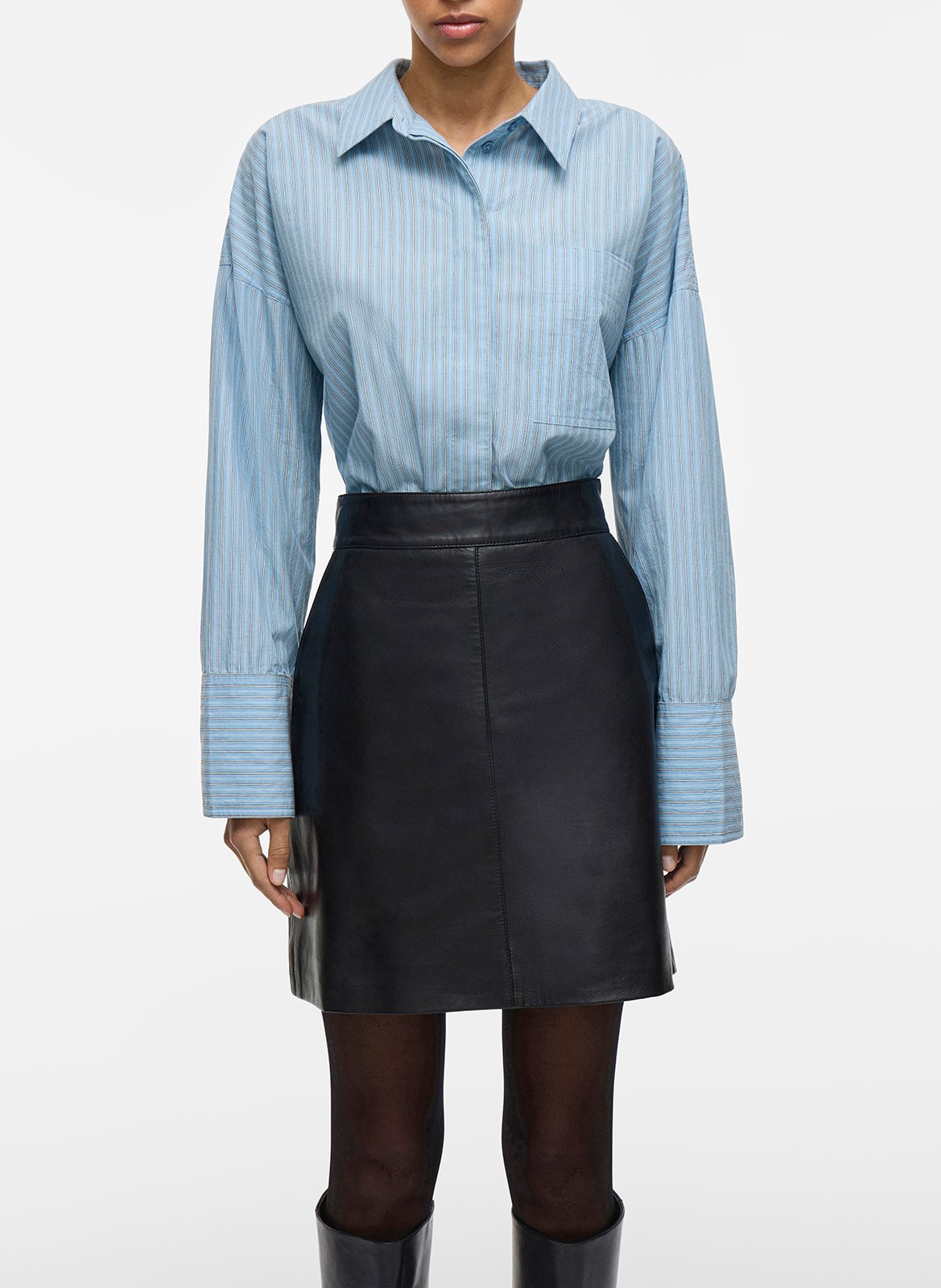 Chemise oversize col classique en coton bio rayé ROUGE EDIT Bleu