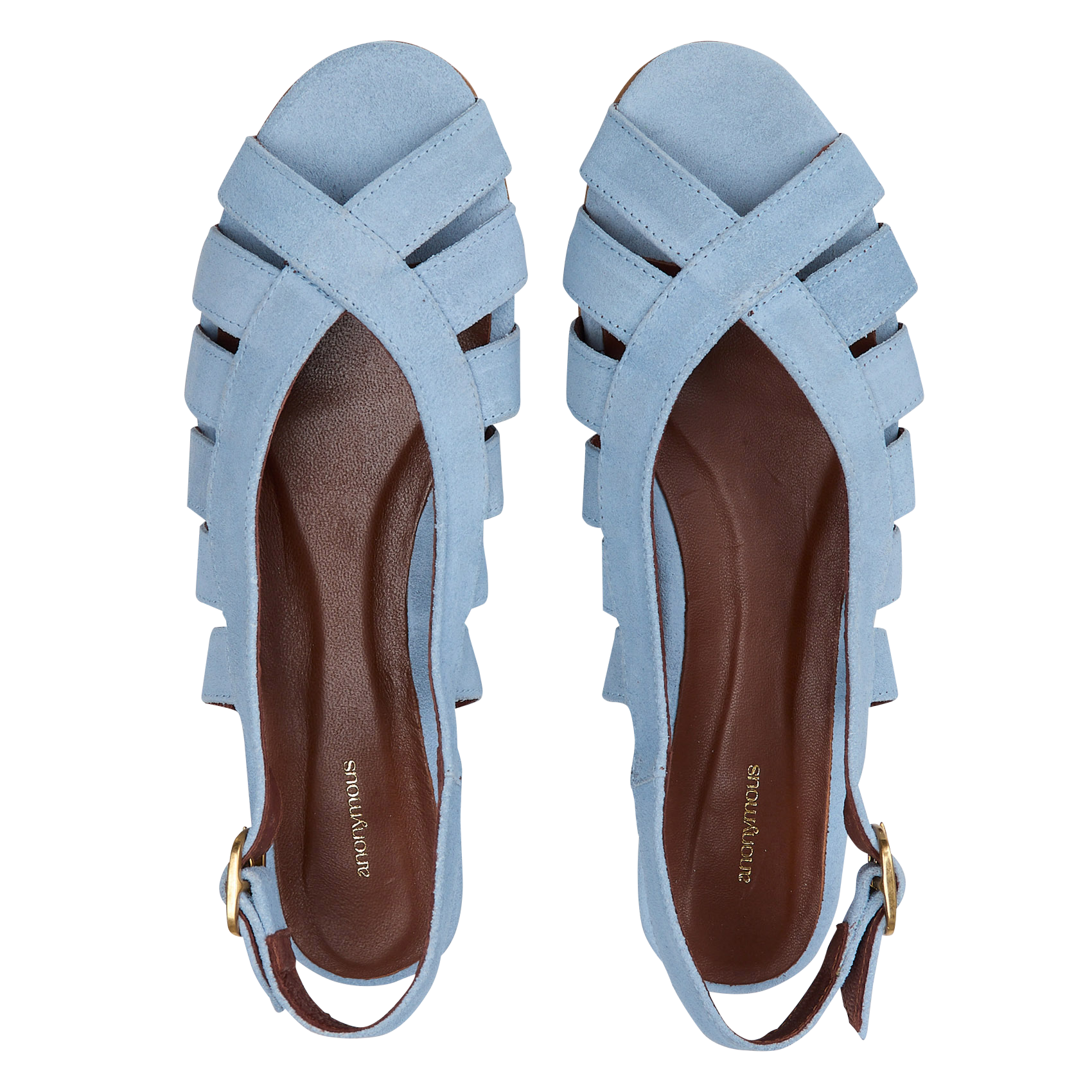 Sandales plates en cuir Bleu