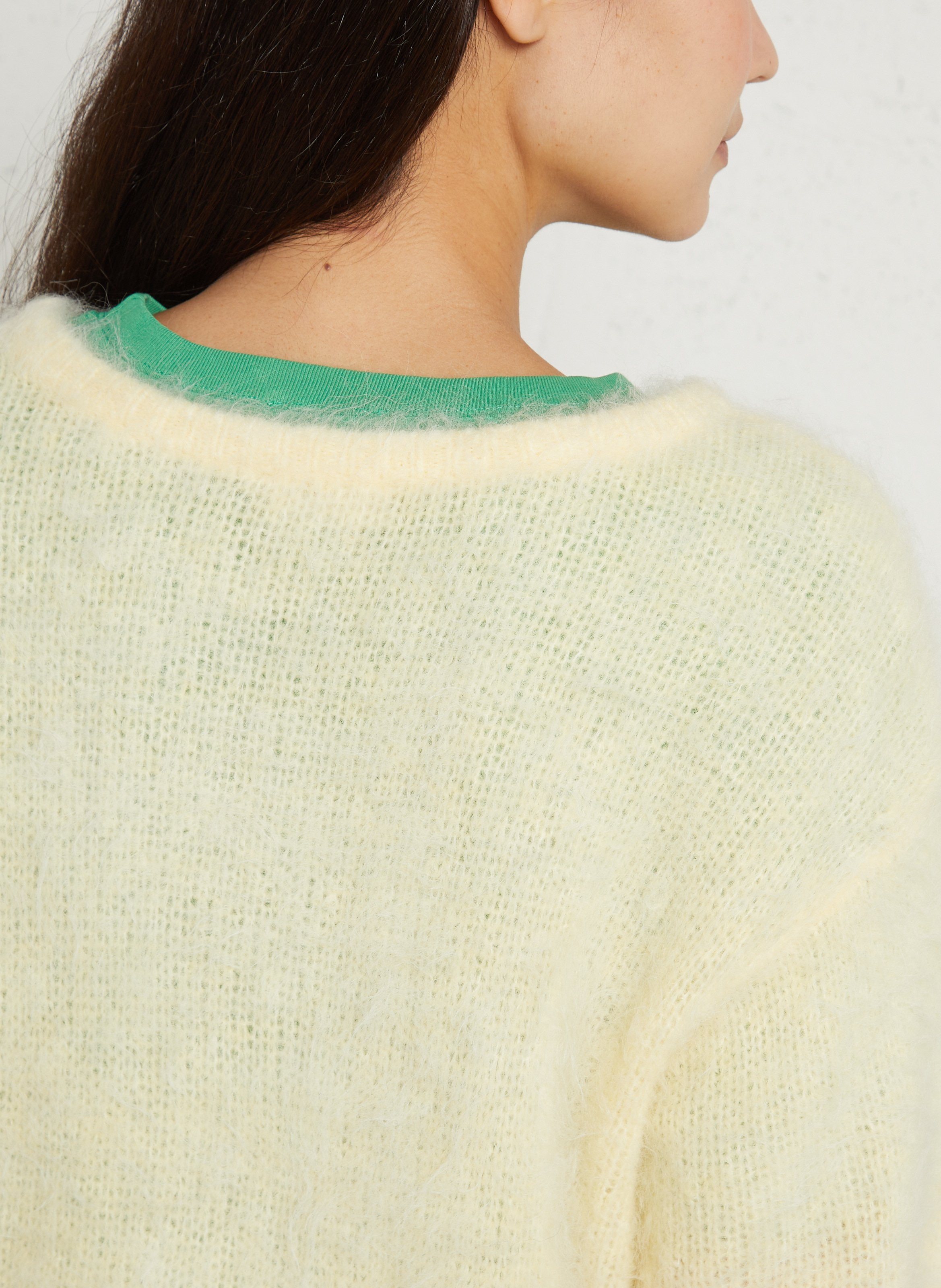 Oversized trui met ronde hals, wolblend AMERICAN VINTAGE Geel