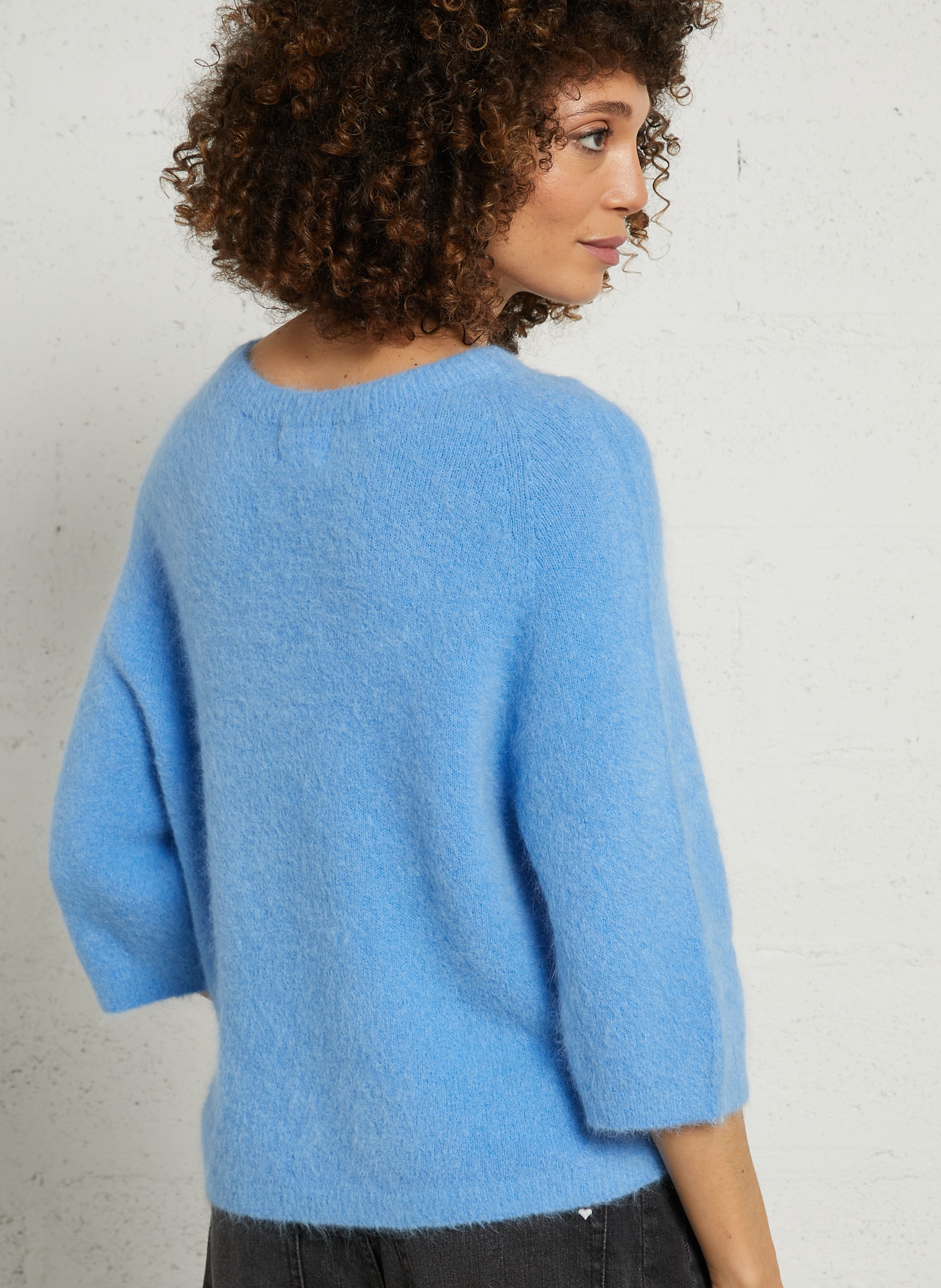 Oversize-Pullover aus Woll-Mix mit Rundhalsausschnitt MAISON 123 Pflaume