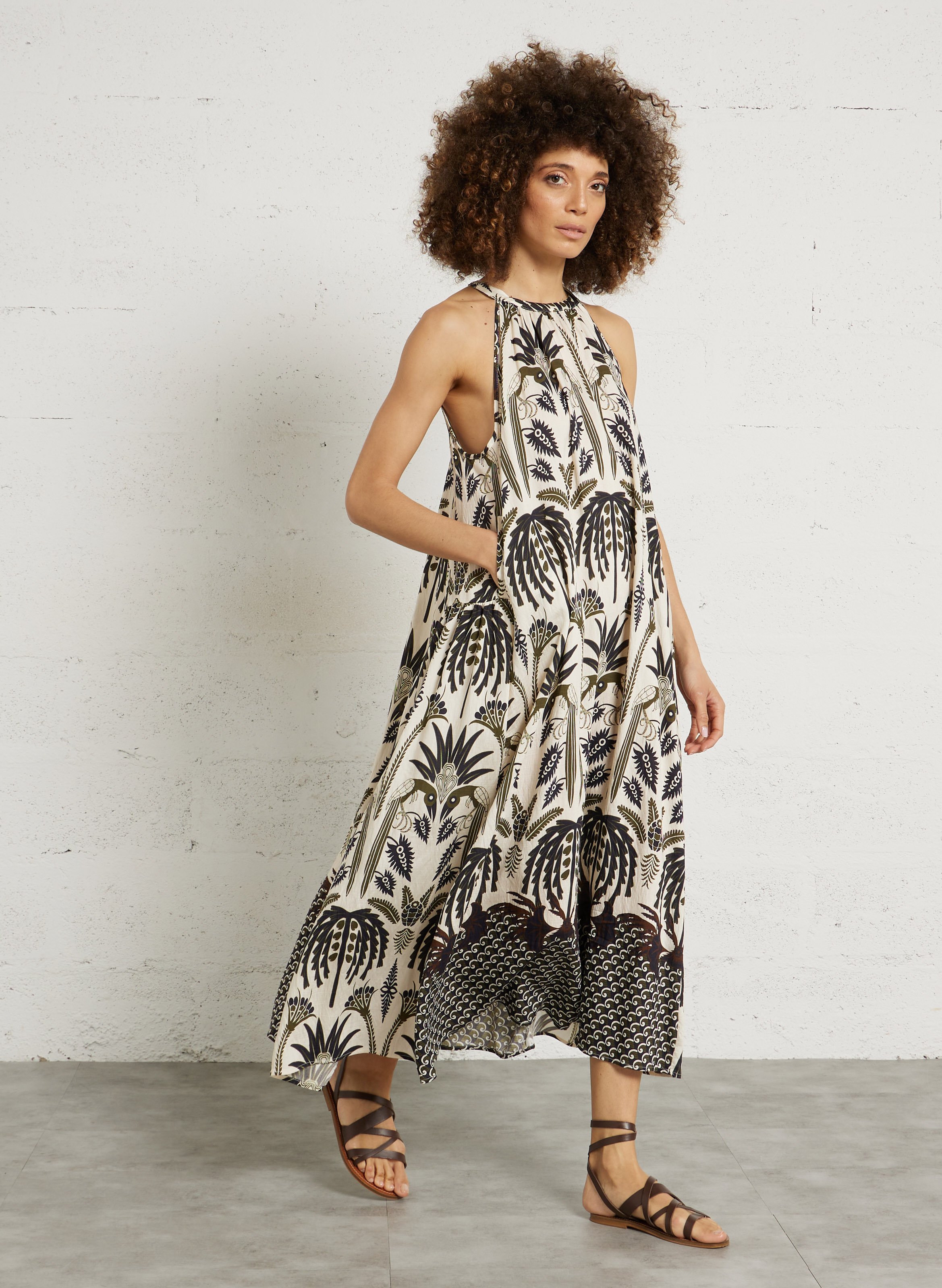 Robe longue imprimée SEE U SOON Kaki